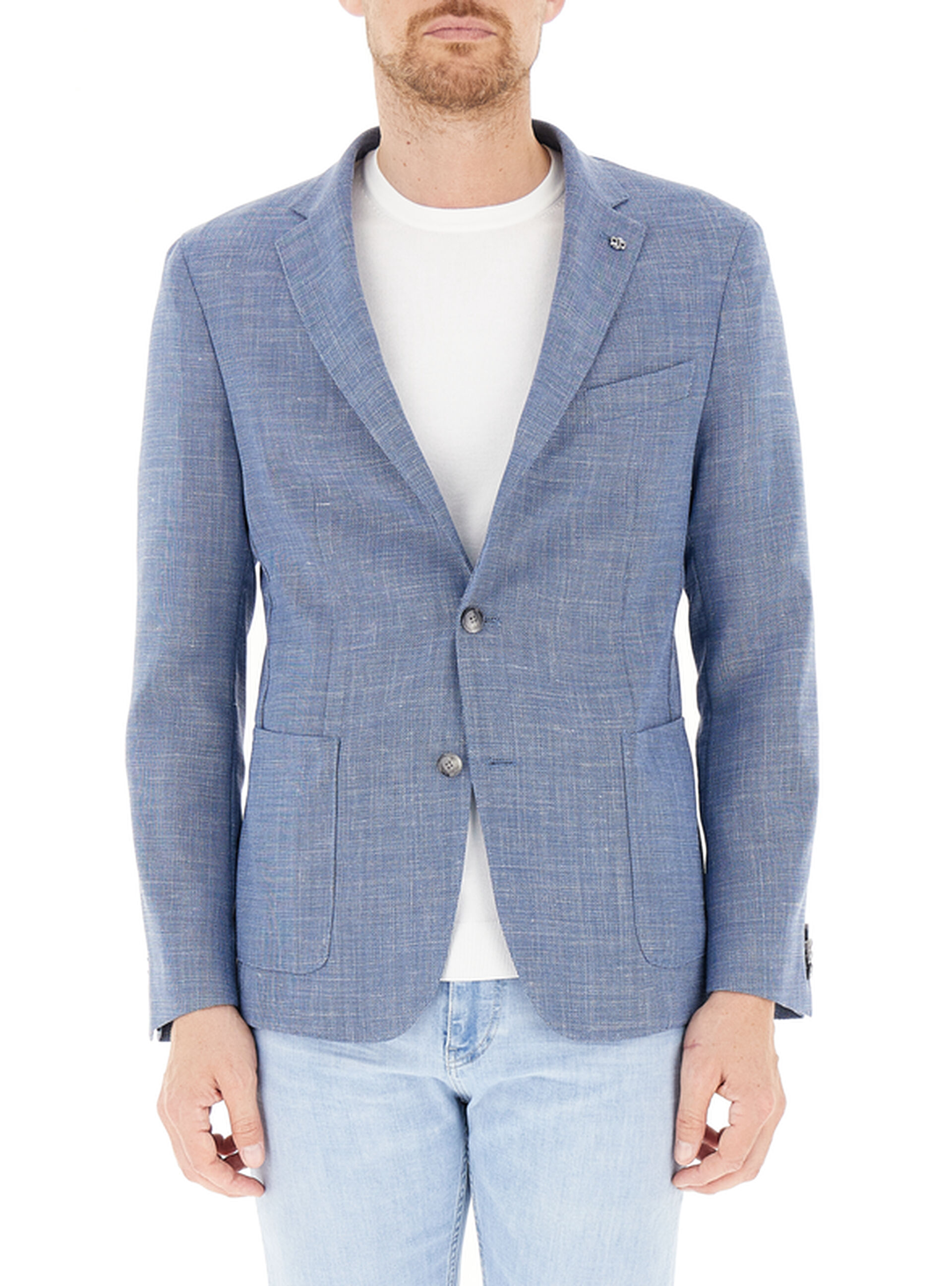 Giacca misto lana BOSS AZZURRO OXFORD 50