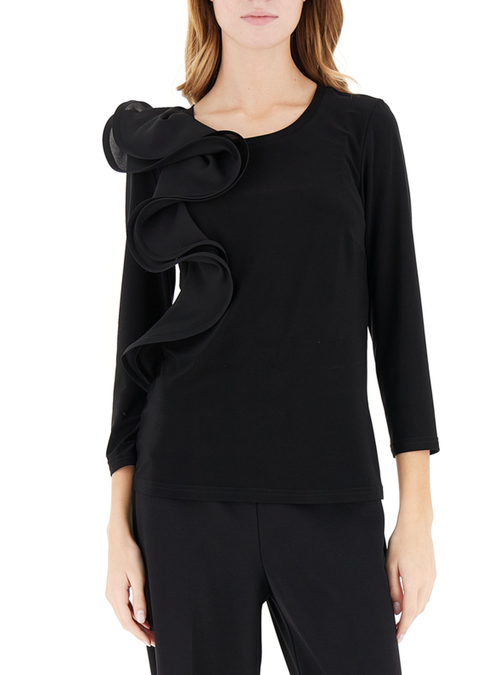 Blusa con rouches NERO
