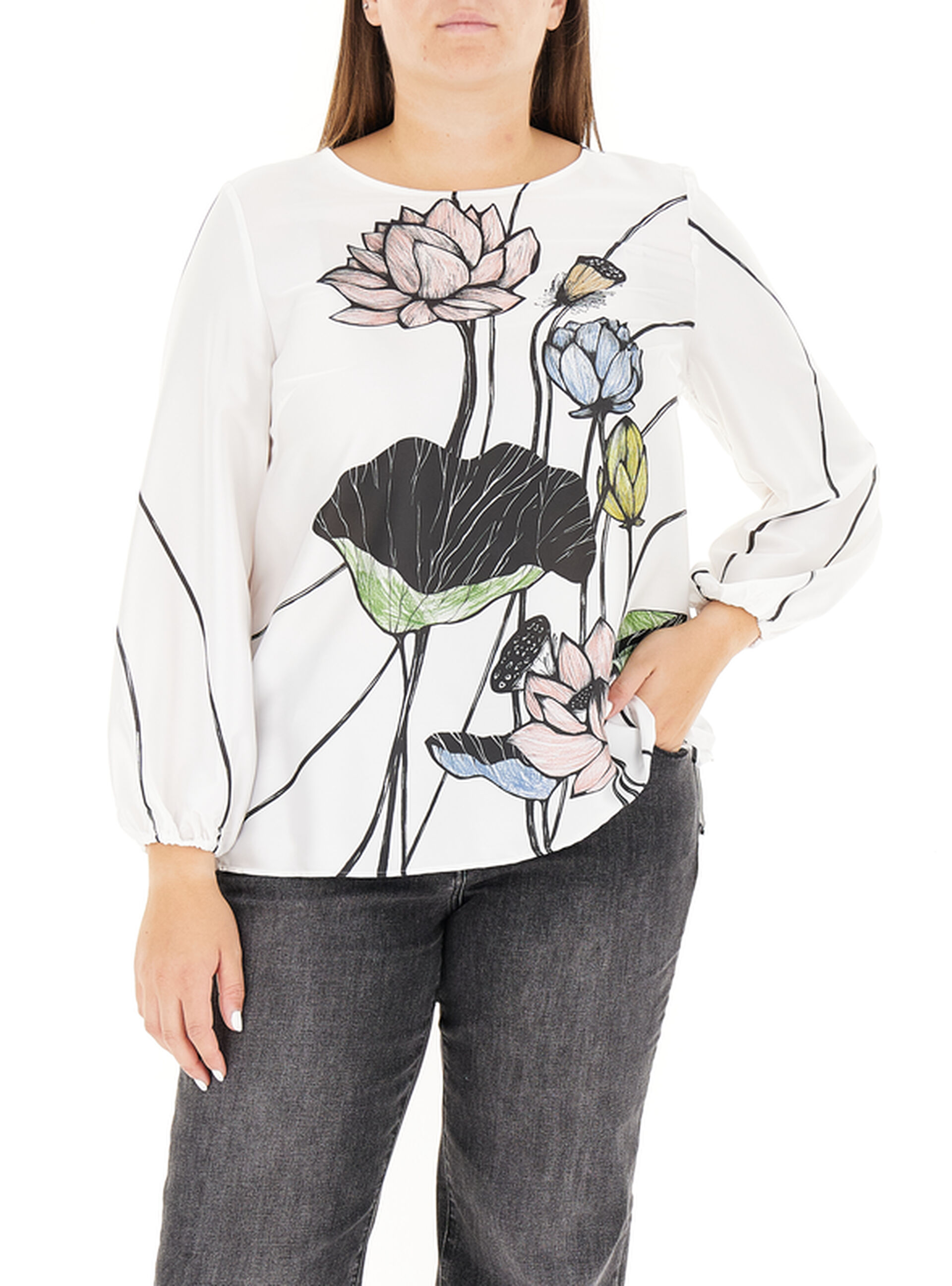 Blusa con stampa BIANCO
