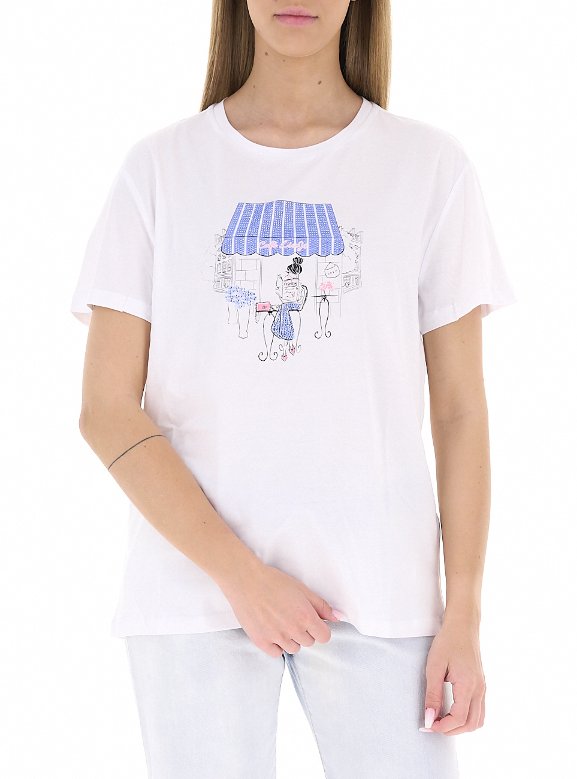 T-shirt girocollo LIU JEANS PANNA M