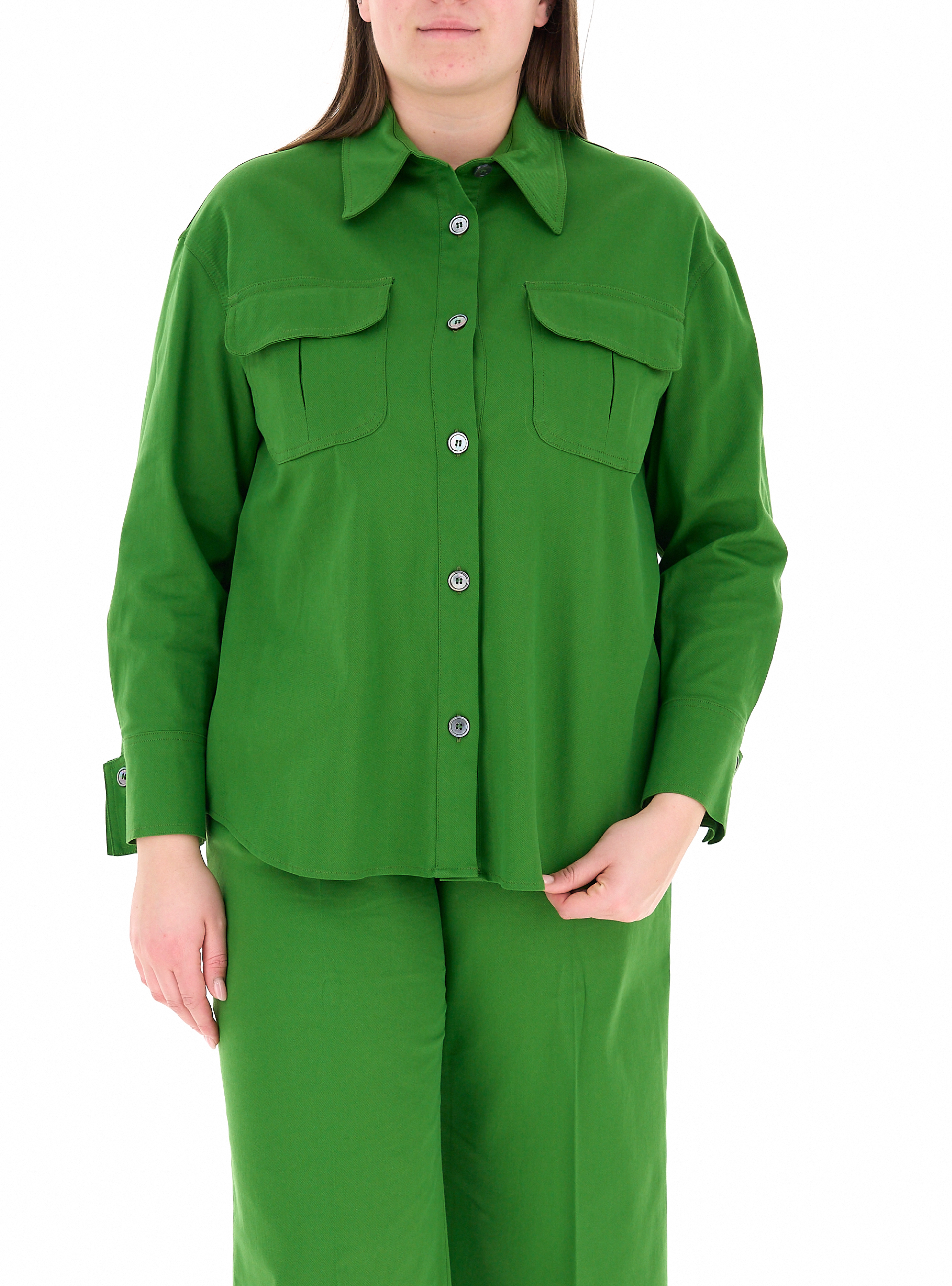 Camicia misto cotone VERDE