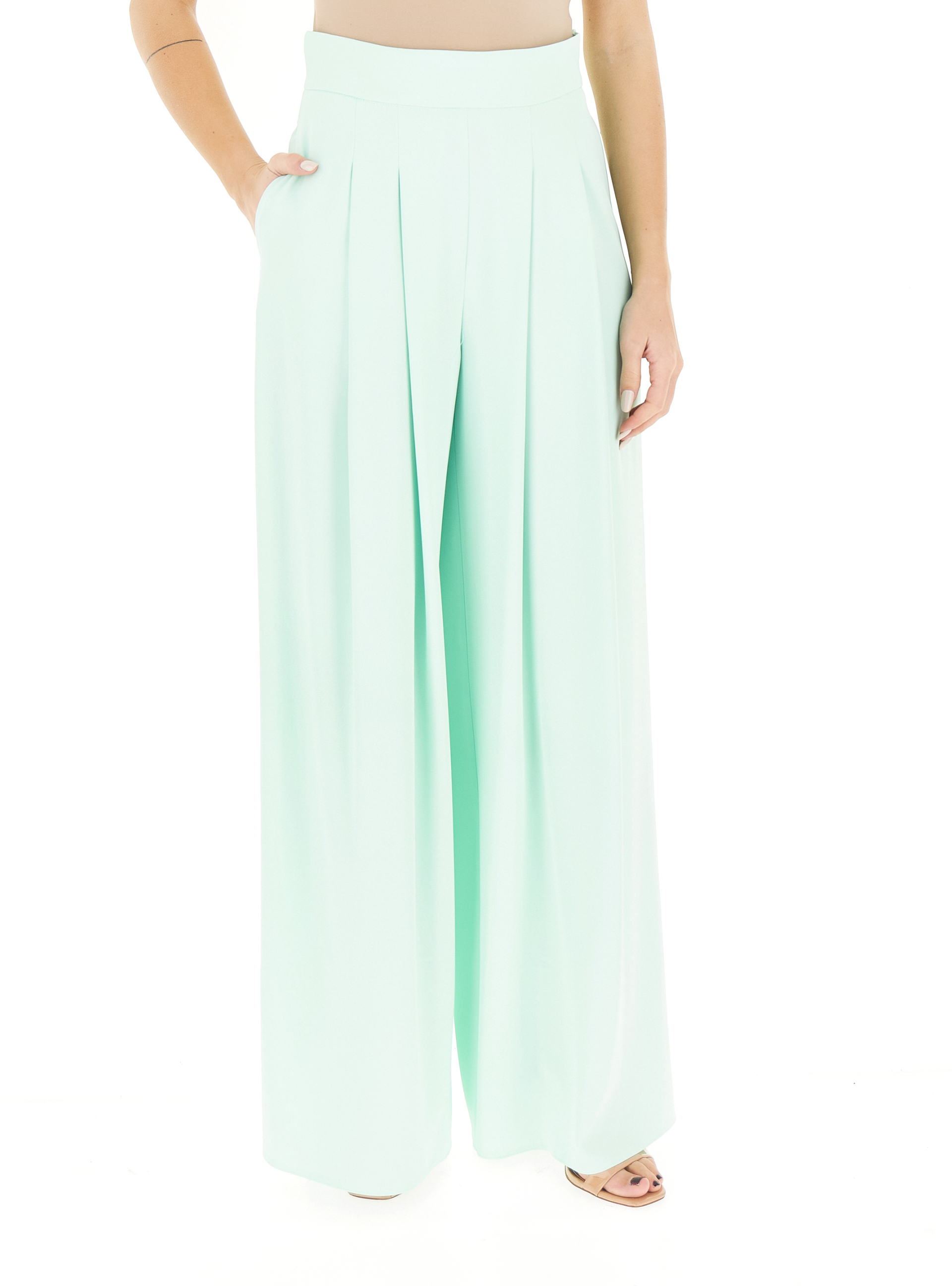 Pantalone a palazzo VERDE MENTA
