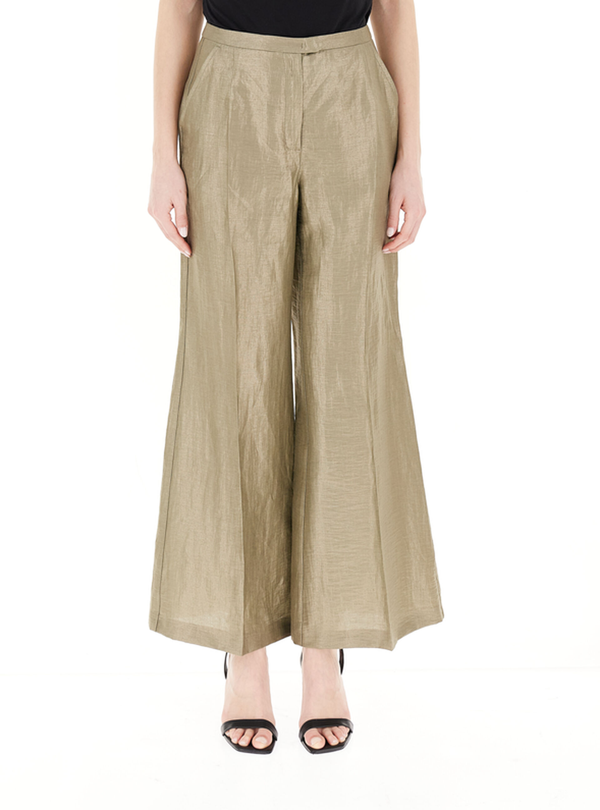 Pantalone a palazzo VERDE OLIVA
