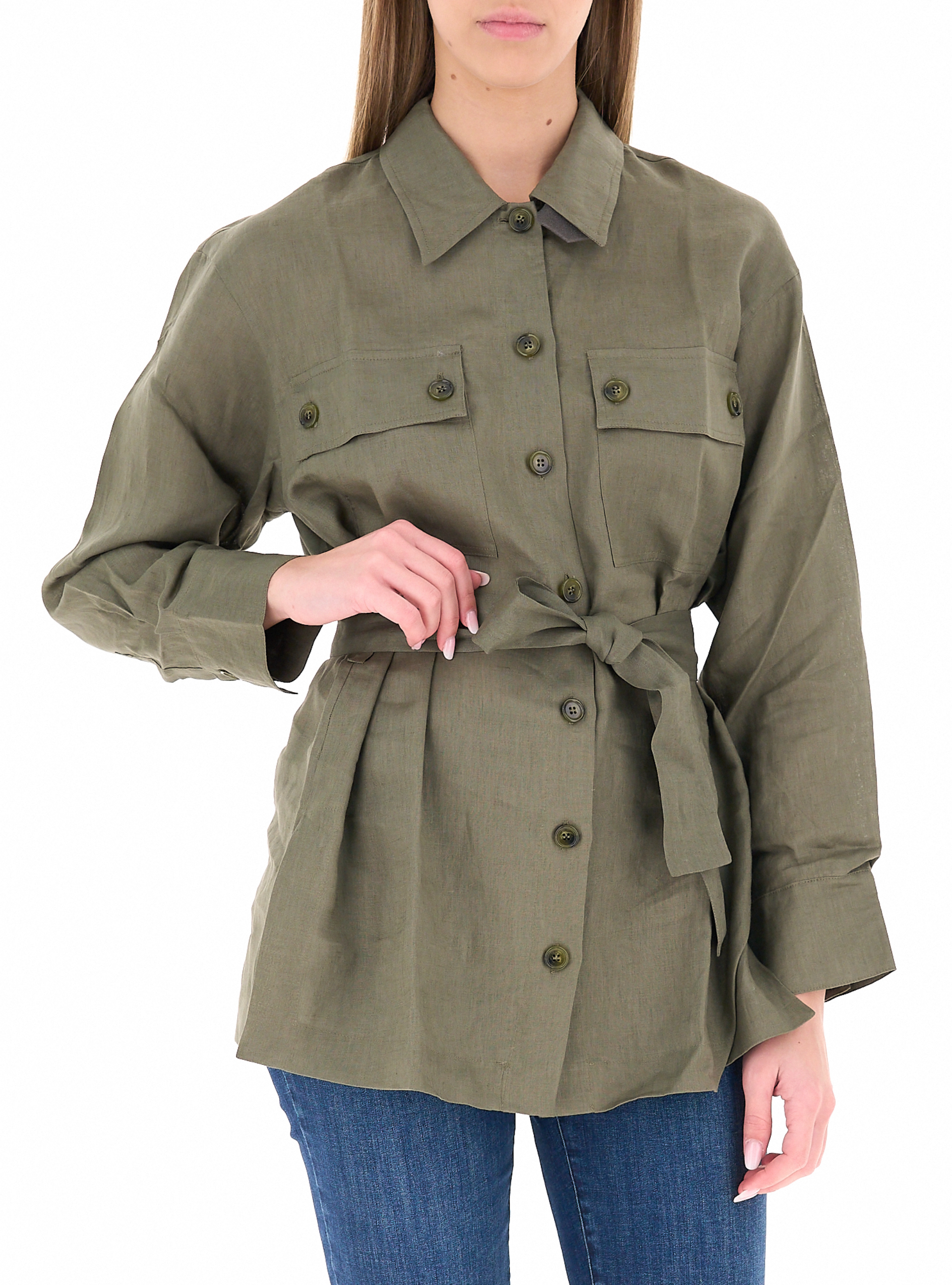 Giacca in lino VERDE MILITARE