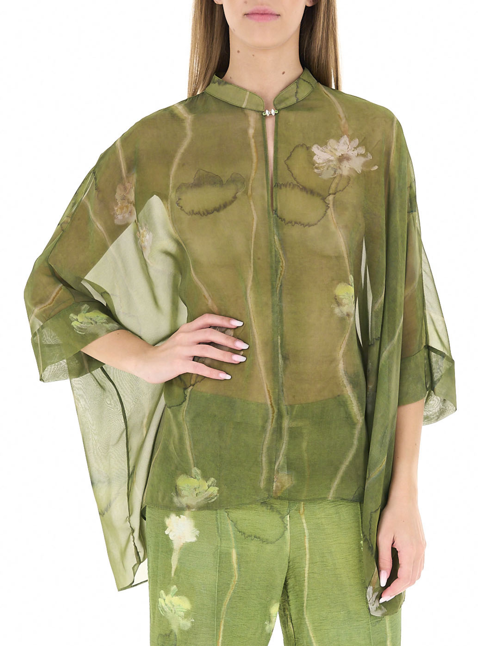 Blusa maniche a 3/4 VERDE 01