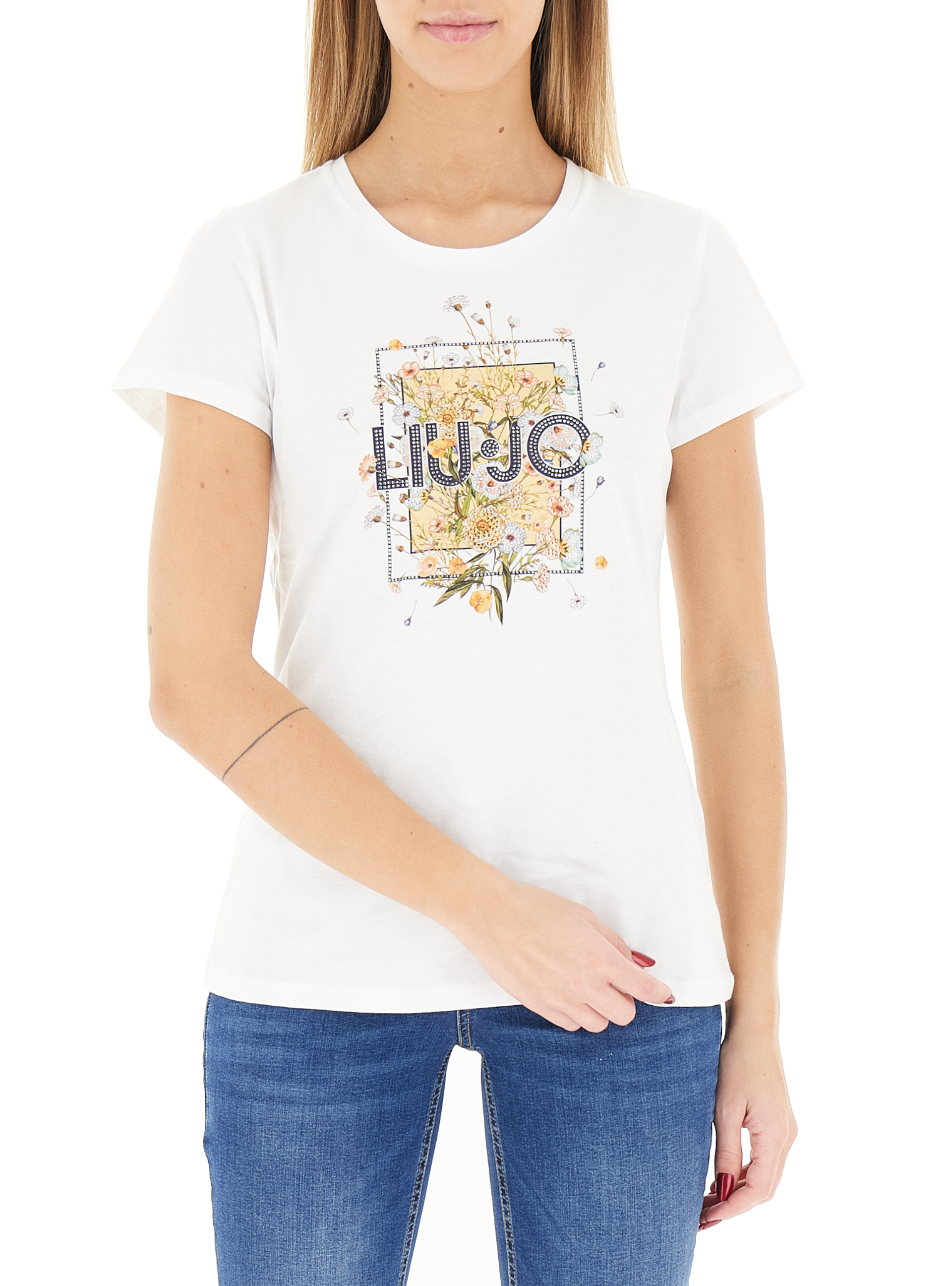 T-shirt con strass LIU JEANS BIANCO XS