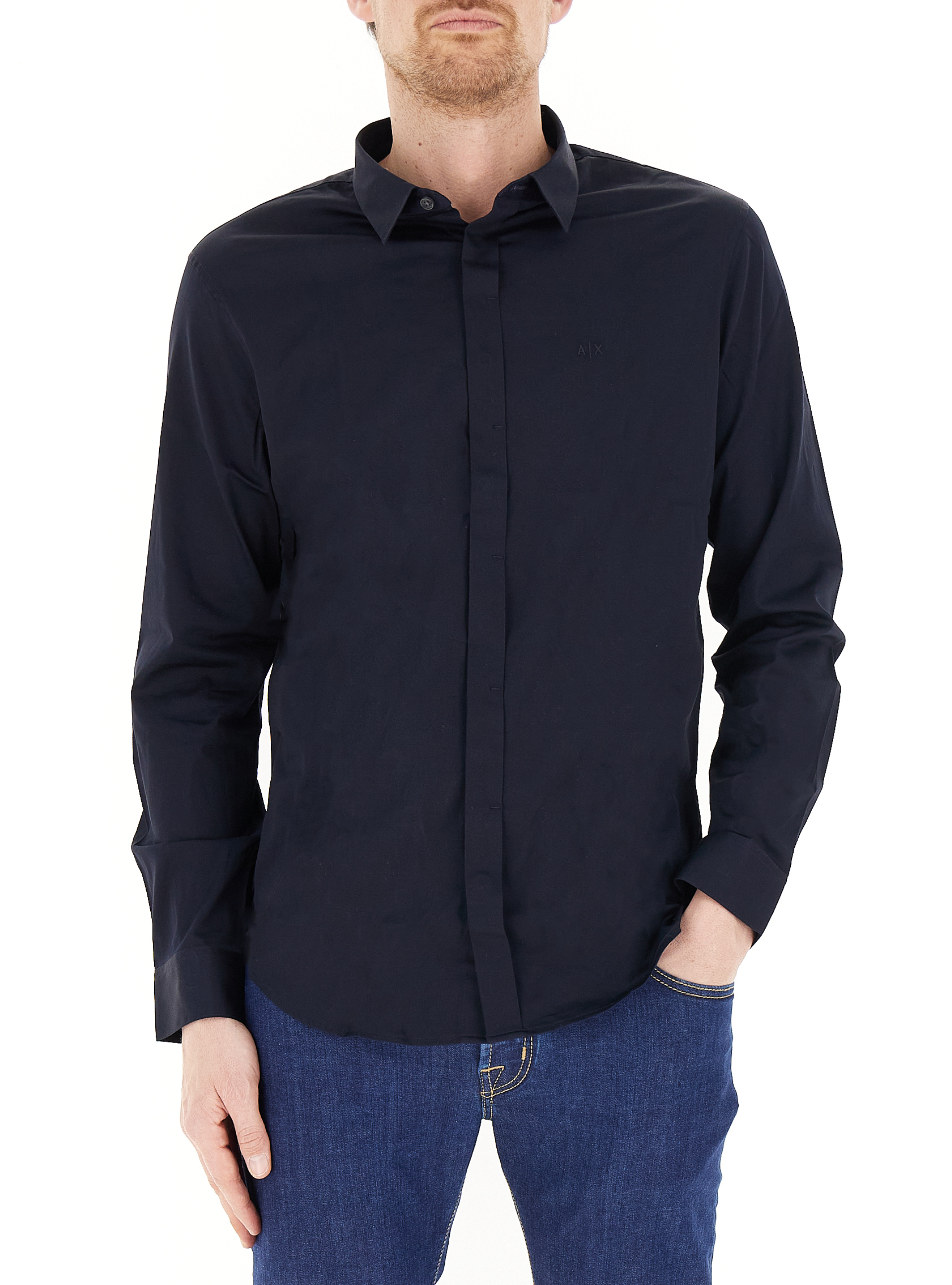 Camicia in cotone BLU SCURO S