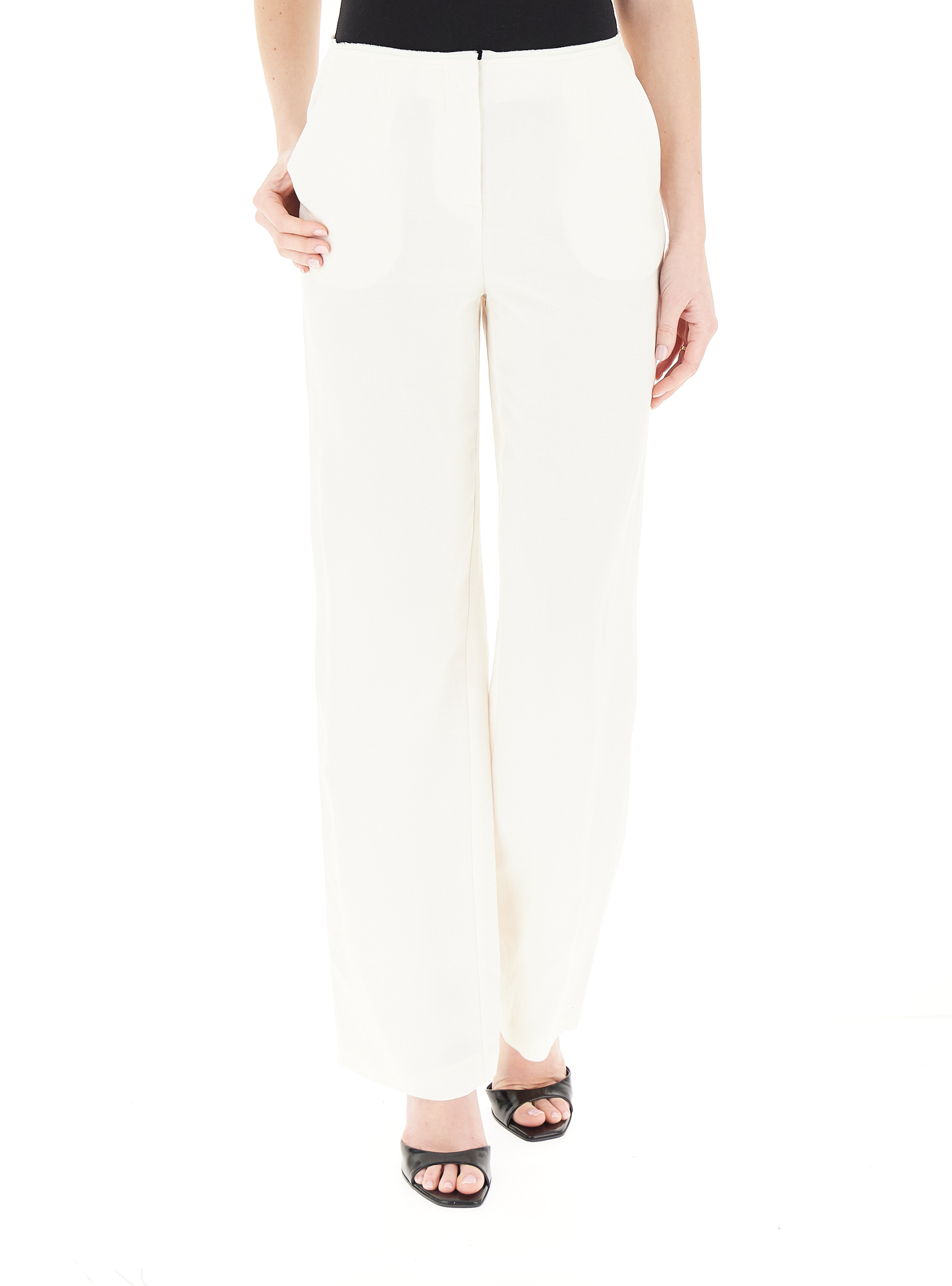 Pantalone misto lino PANNA 44