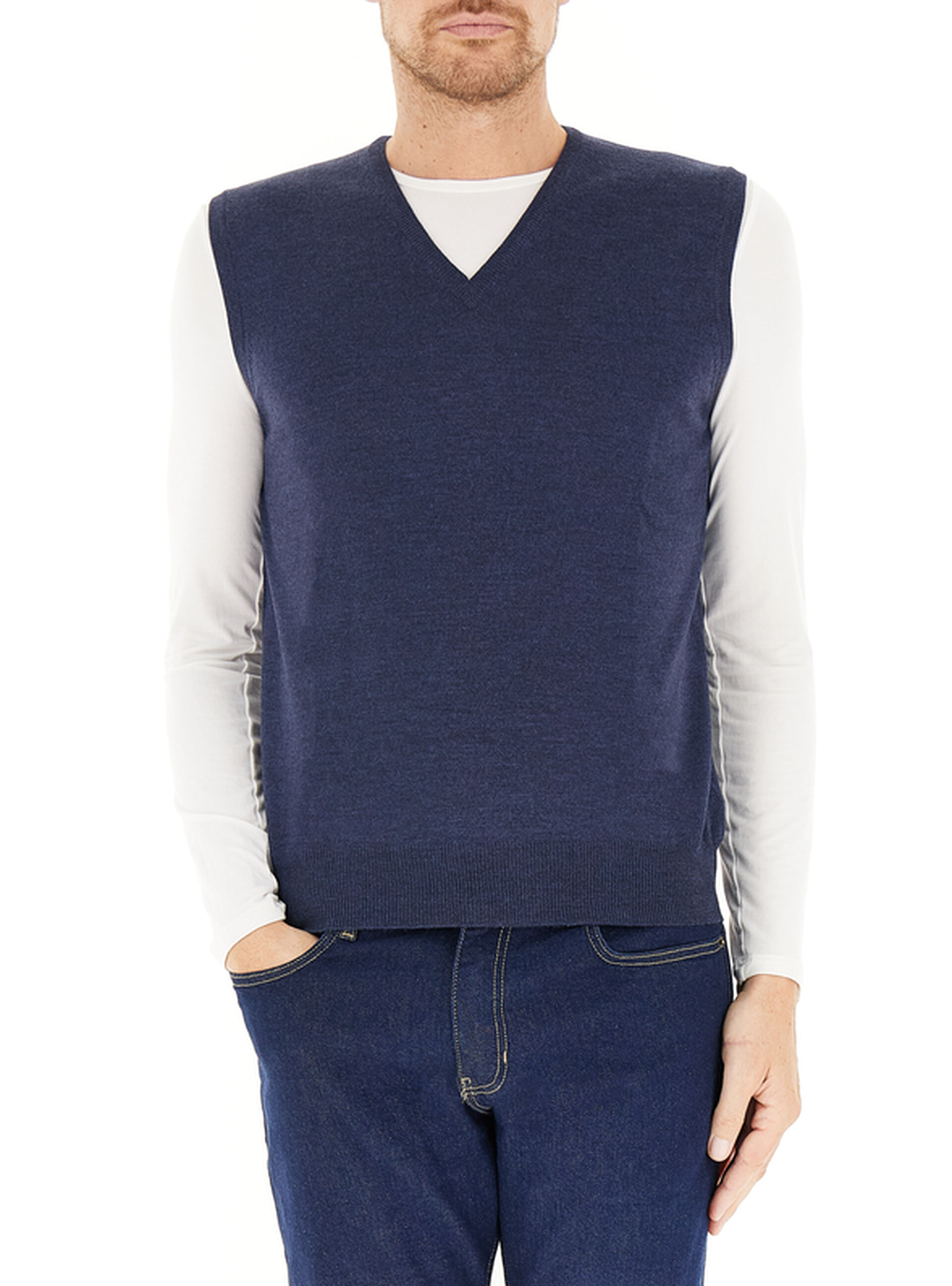 GRAN SASSO Gilet in lana BLU 50