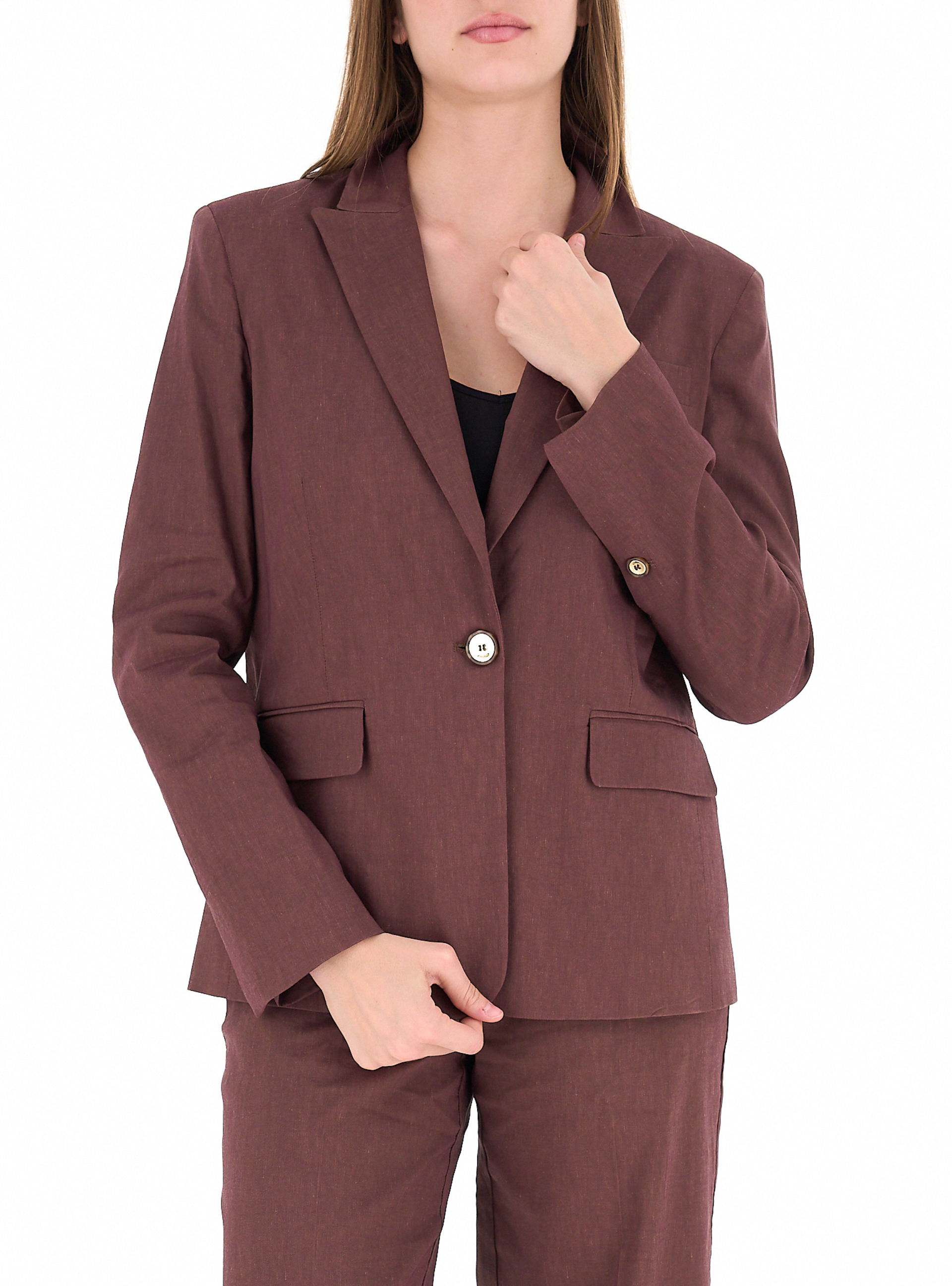 Pinko Blazer misto lino MARRONE