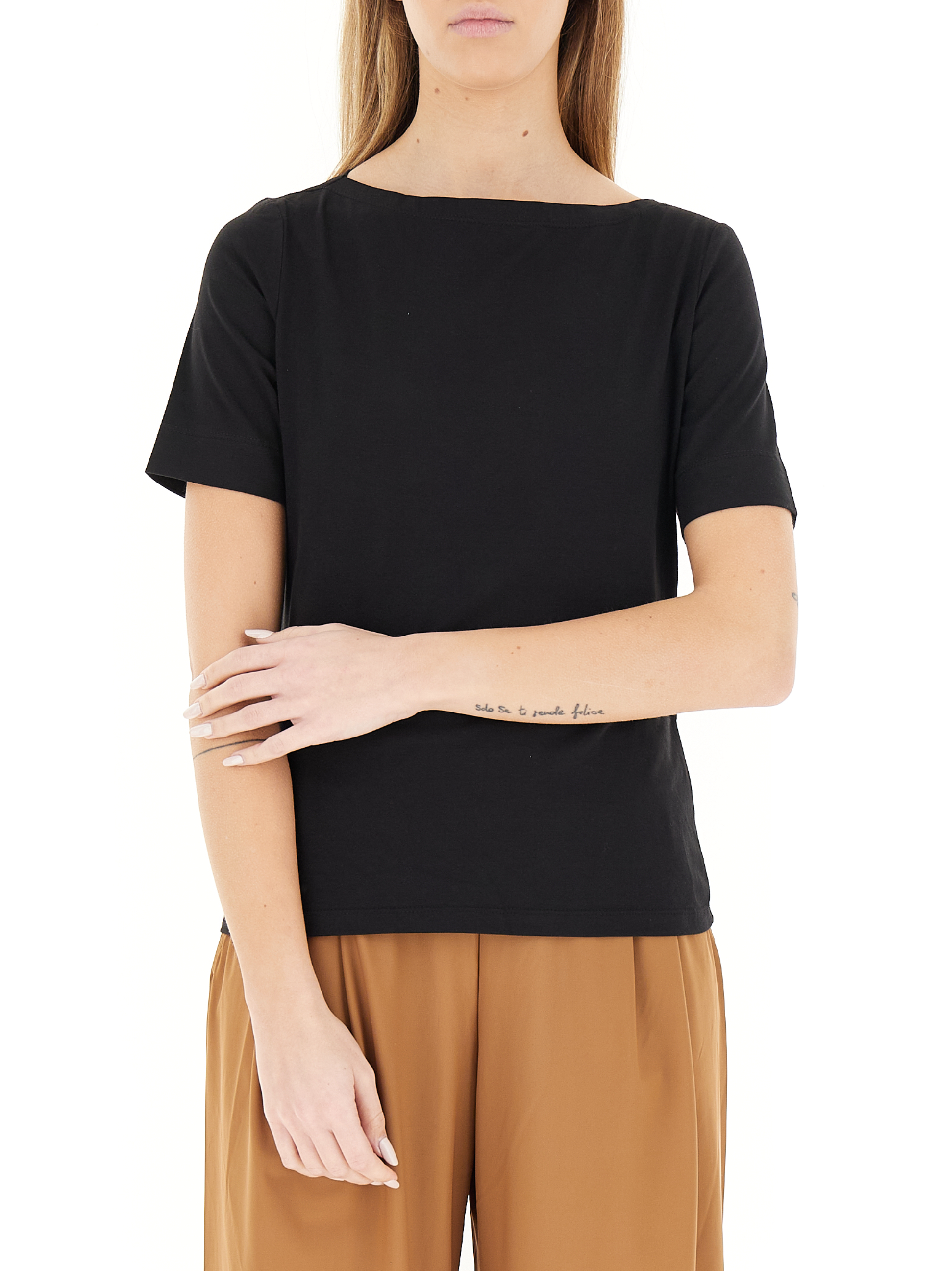 T-shirt scollo barchetta NERO 48