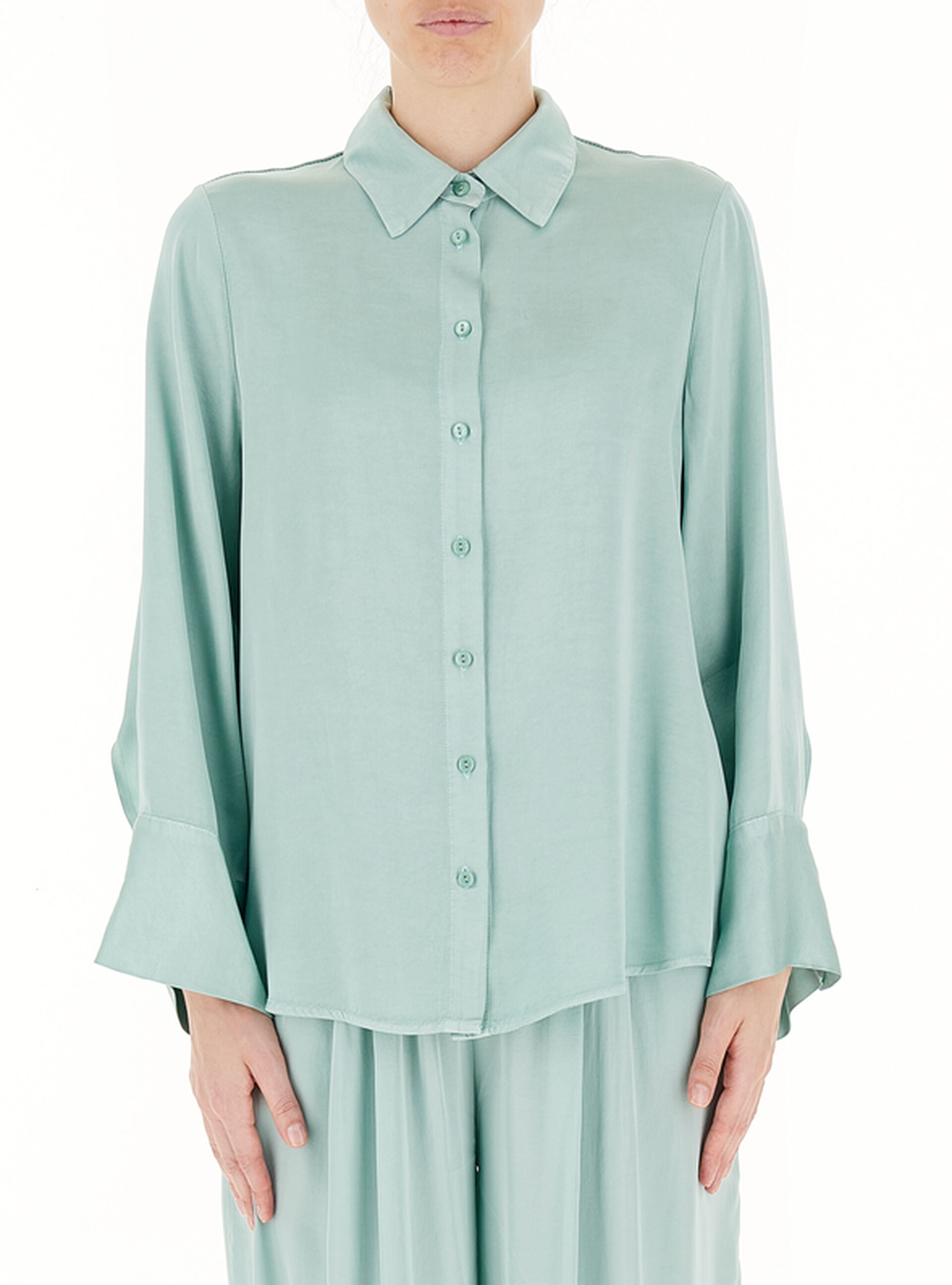 VICOLO Camicia in satin VERDE
