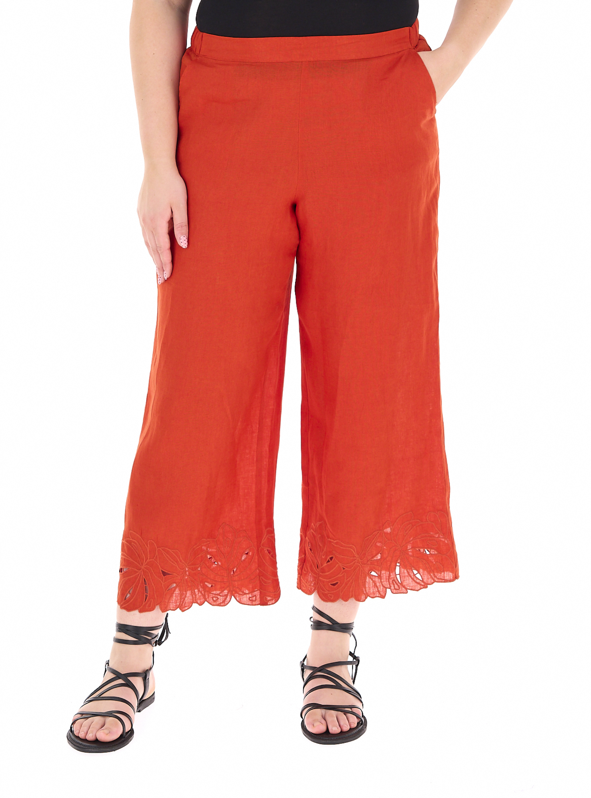 Pantalone in lino COLLECTION ARANCIO INTENSO 52