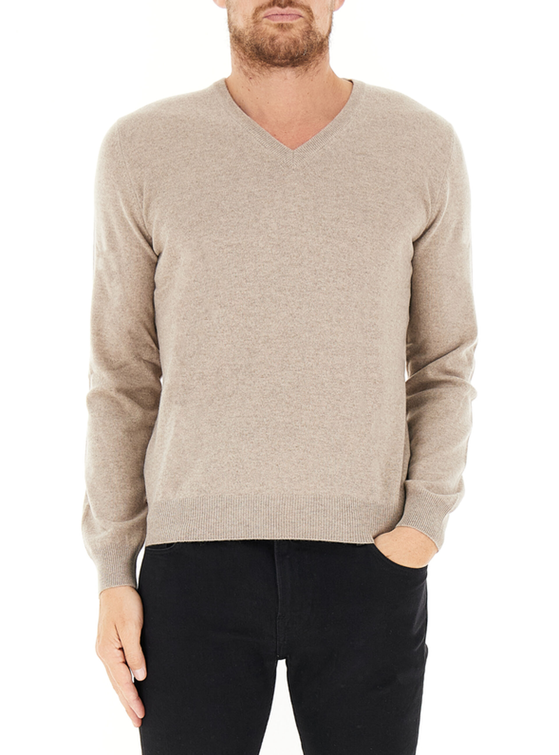 GRAN SASSO Maglione scollo V BEIGE