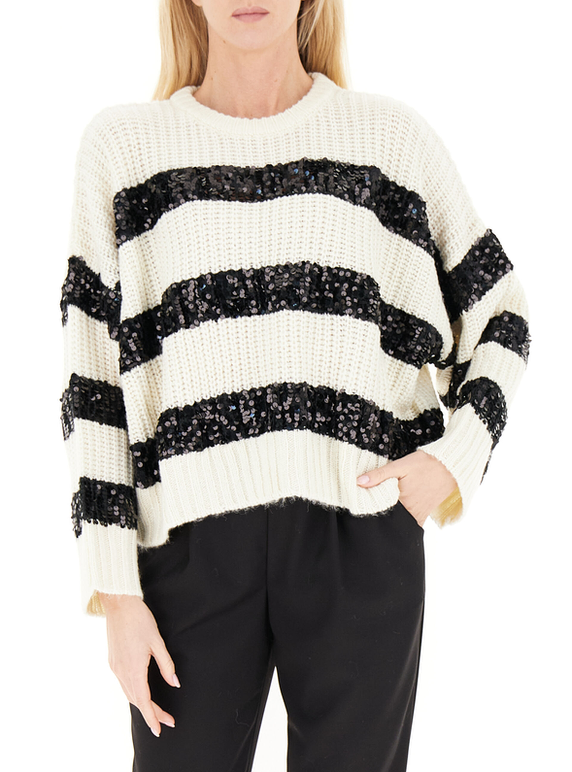 Dixie Maglione paillettes BIANCO M