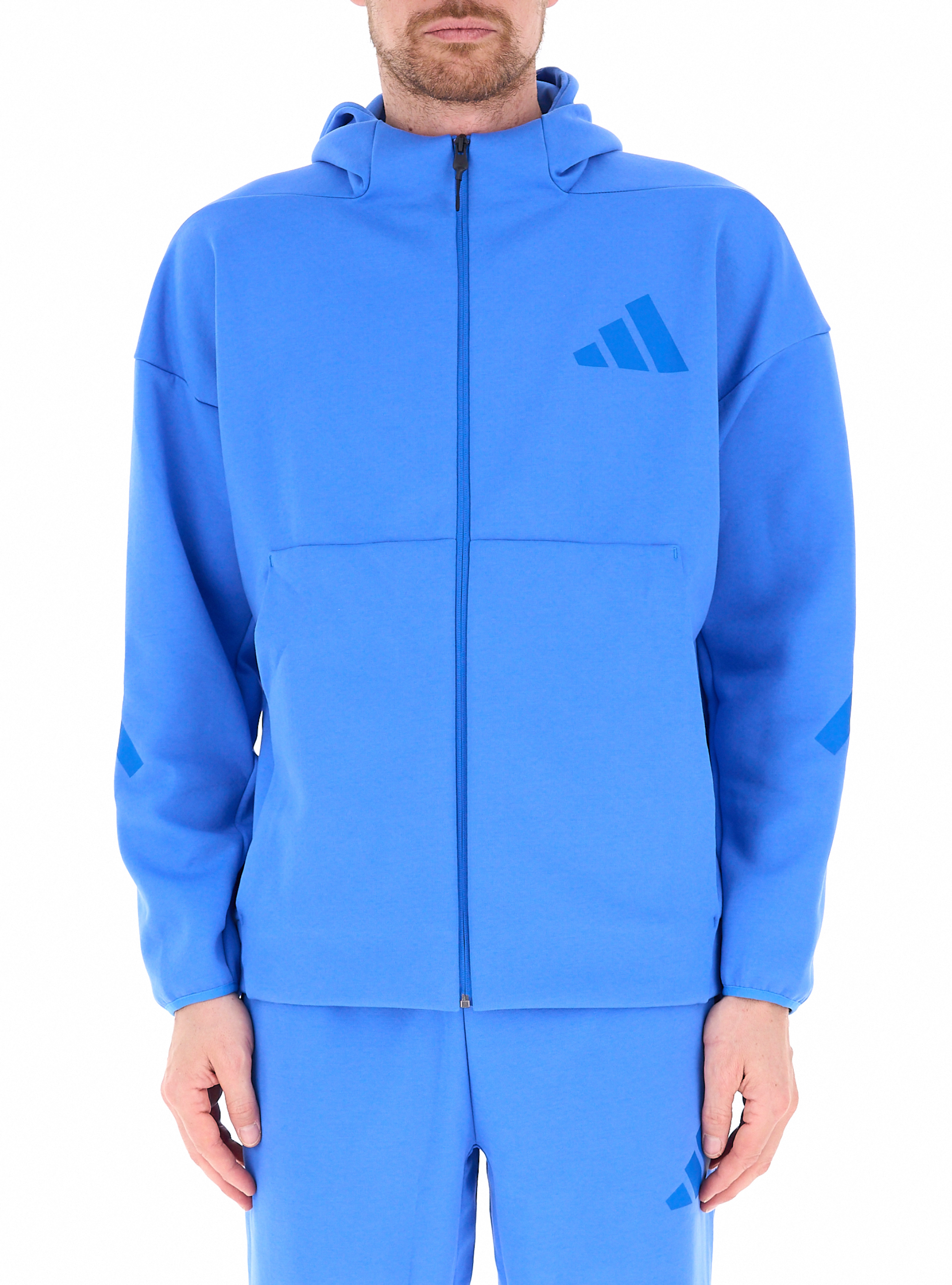 Adidas Felpa con zip AZZURRO M