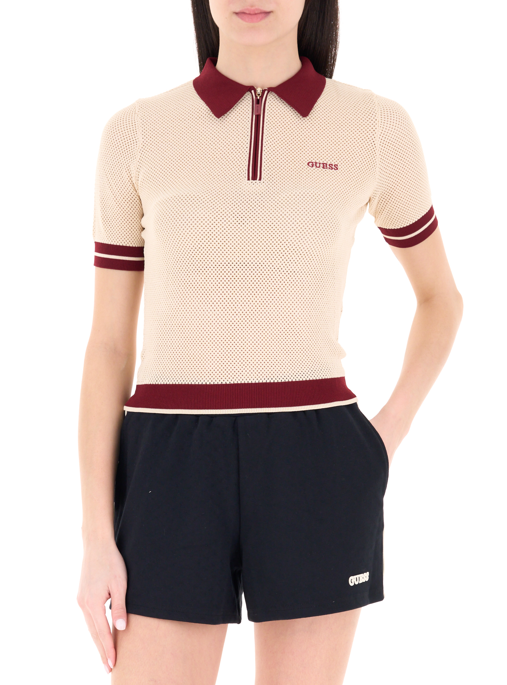 Guess Polo con zip SABBIA