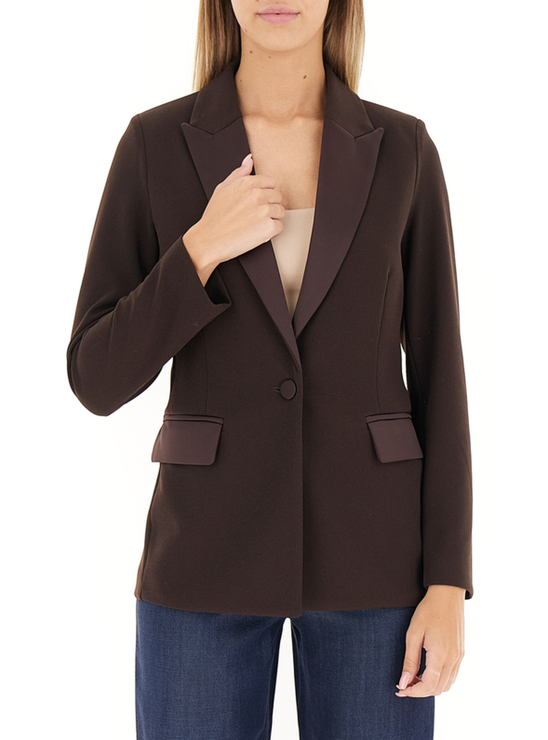 VICOLO Blazer collo revers MARRONE