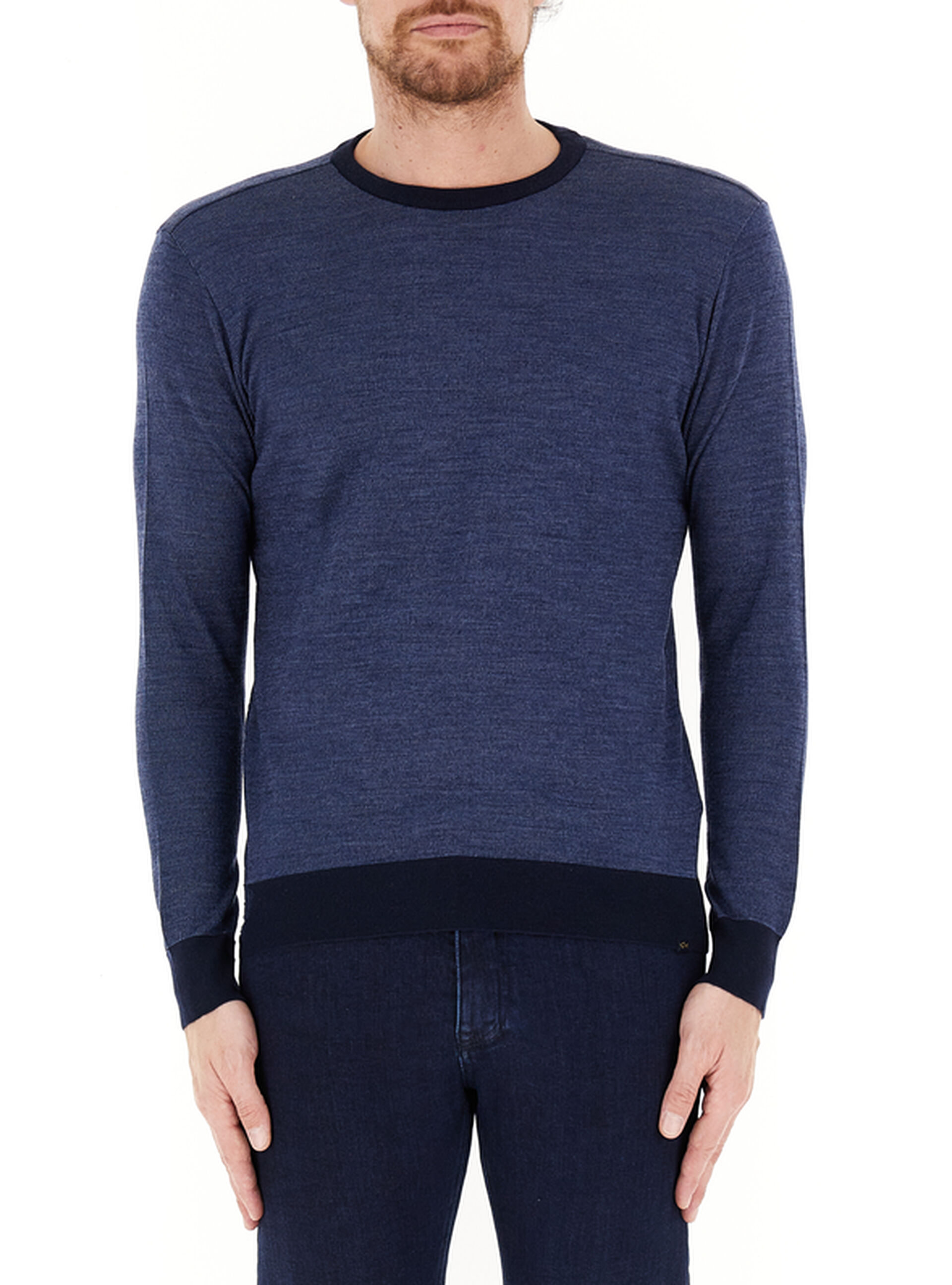 Maglione girocollo lana BLU M