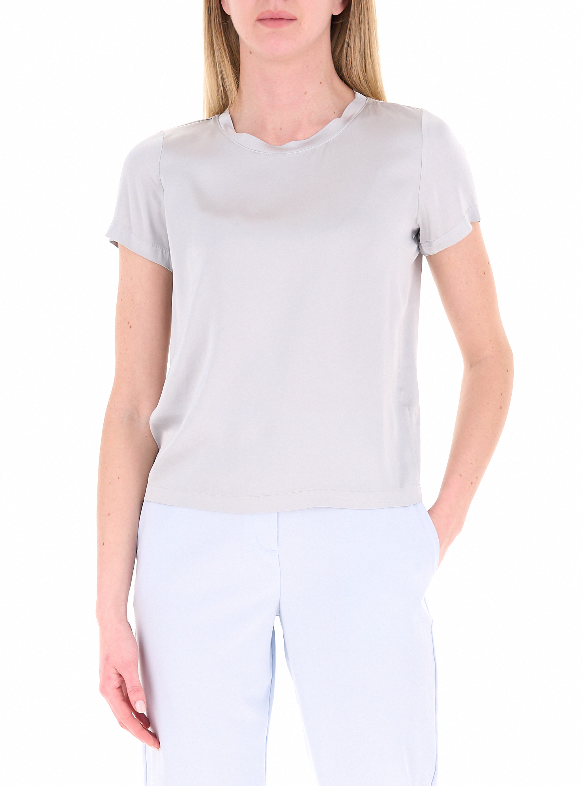 Blusa in satin GRIGIO PERLA S