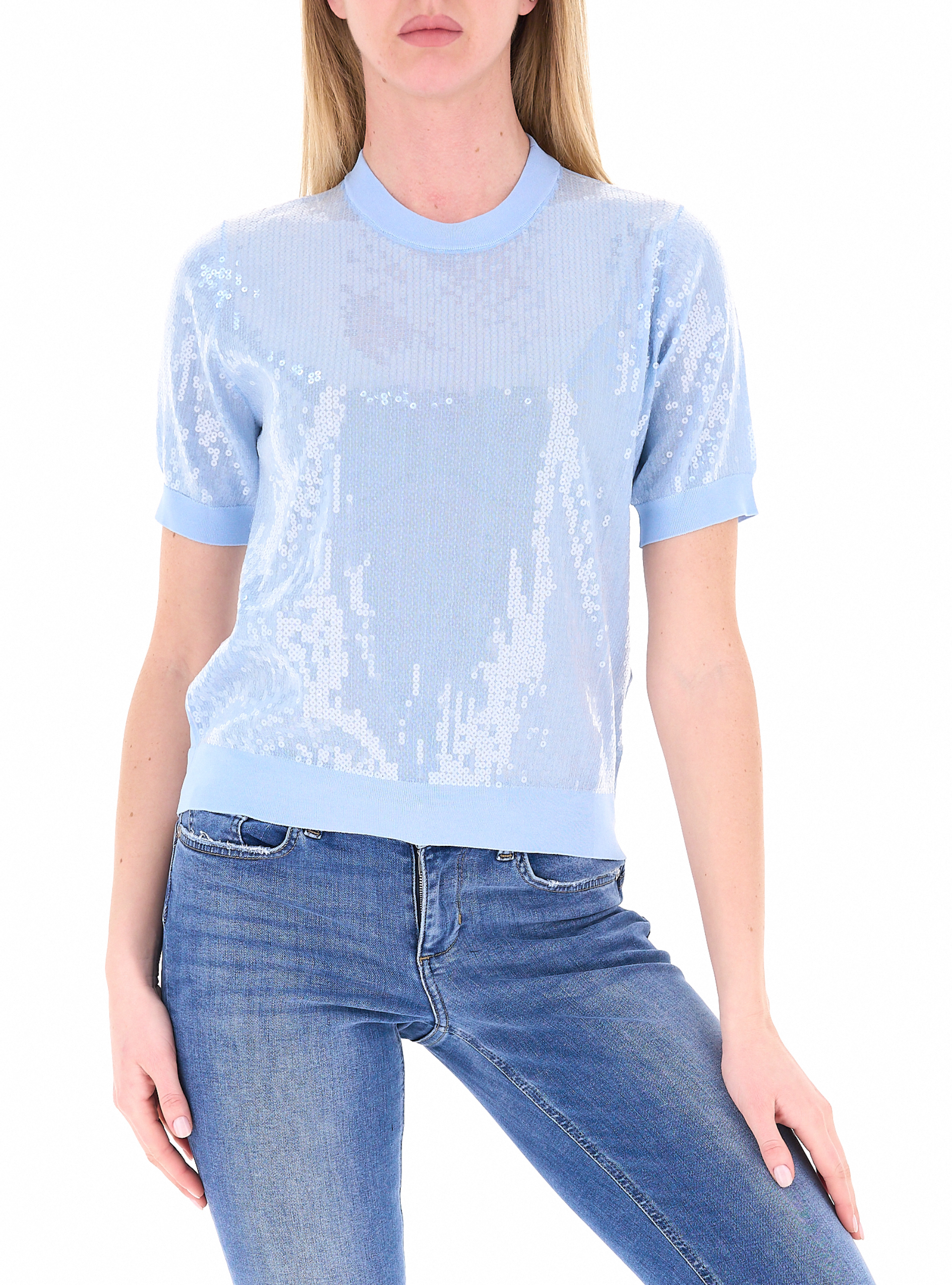 Maglia con paillettes LIU JEANS CELESTE M
