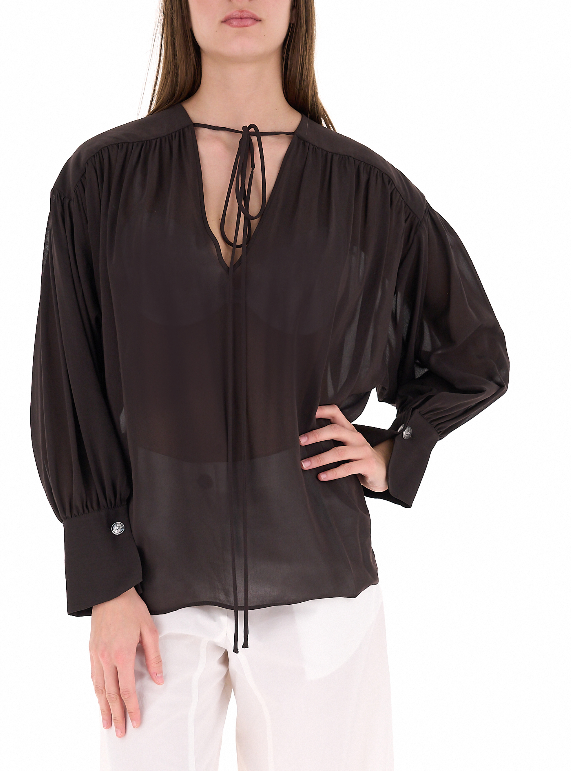 Blusa scollo a V TESTA DI MORO