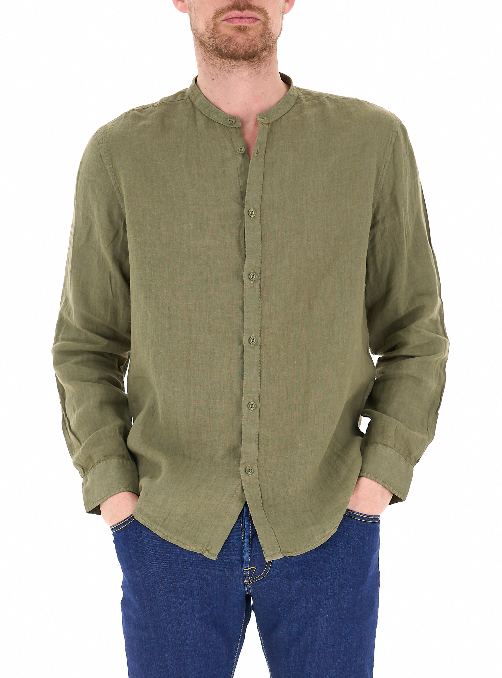 Camicia in lino VERDE MILITARE