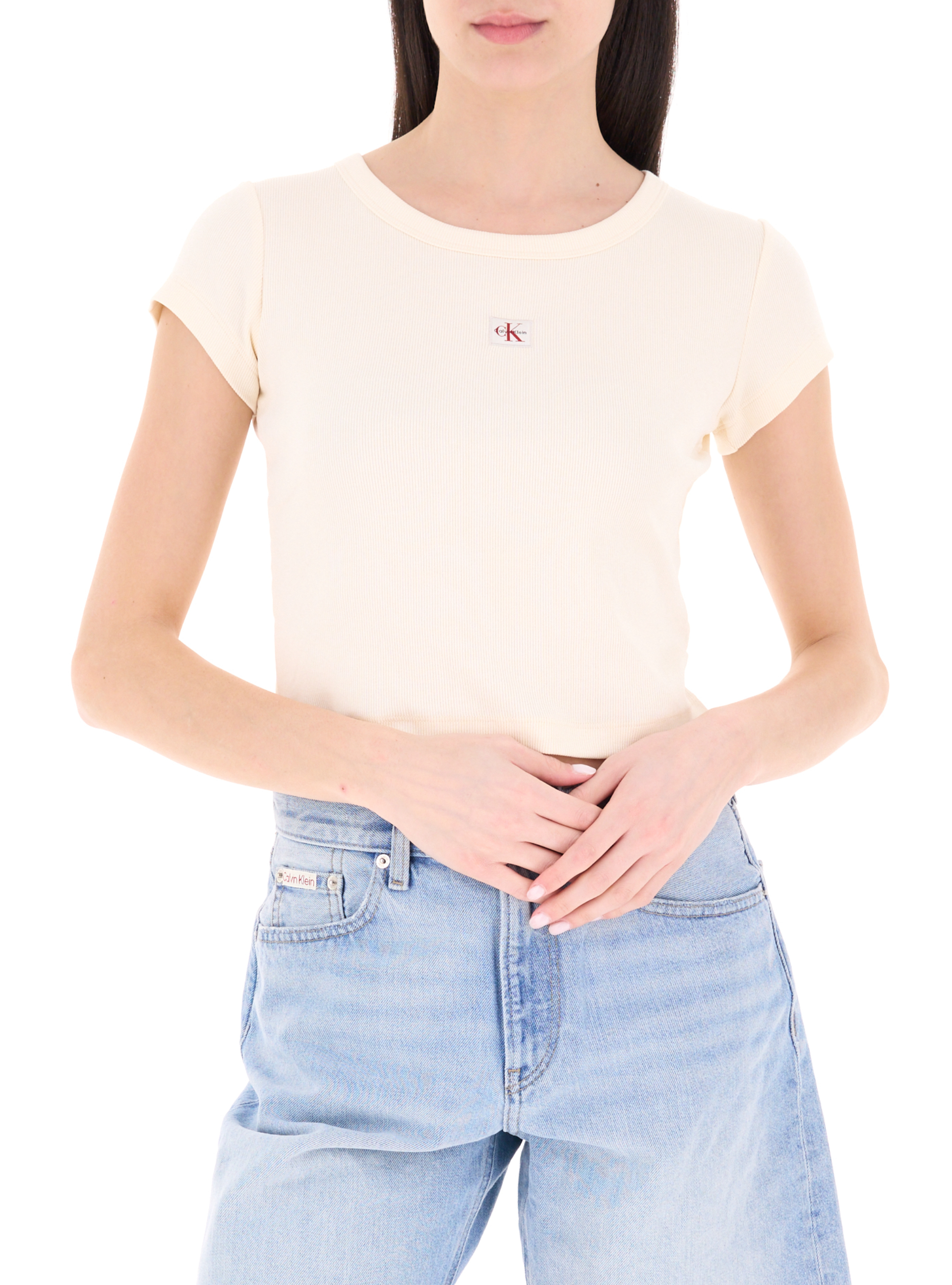 T-shirt a costine CREMA M