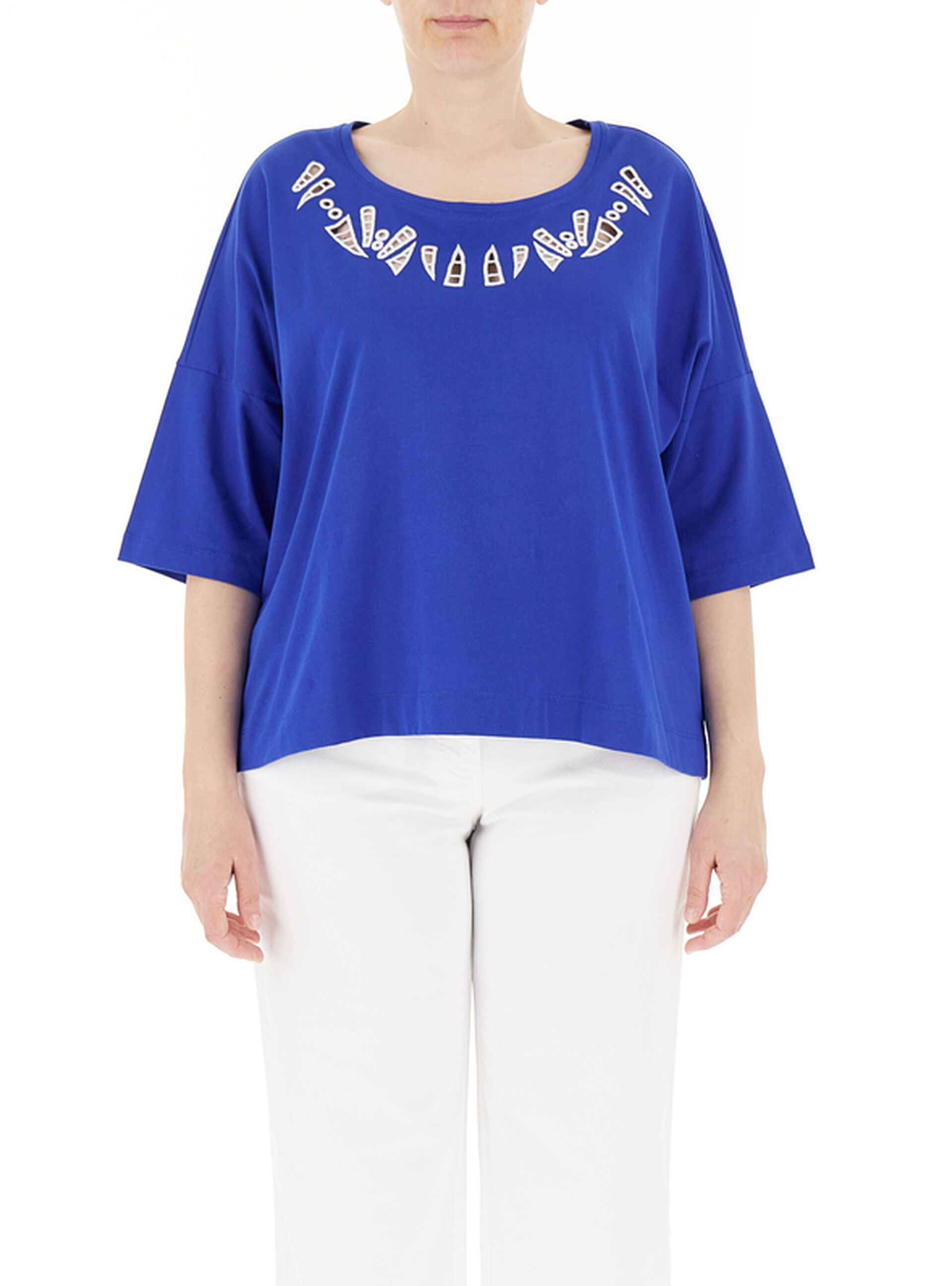 T-shirt con ricami BLU XS