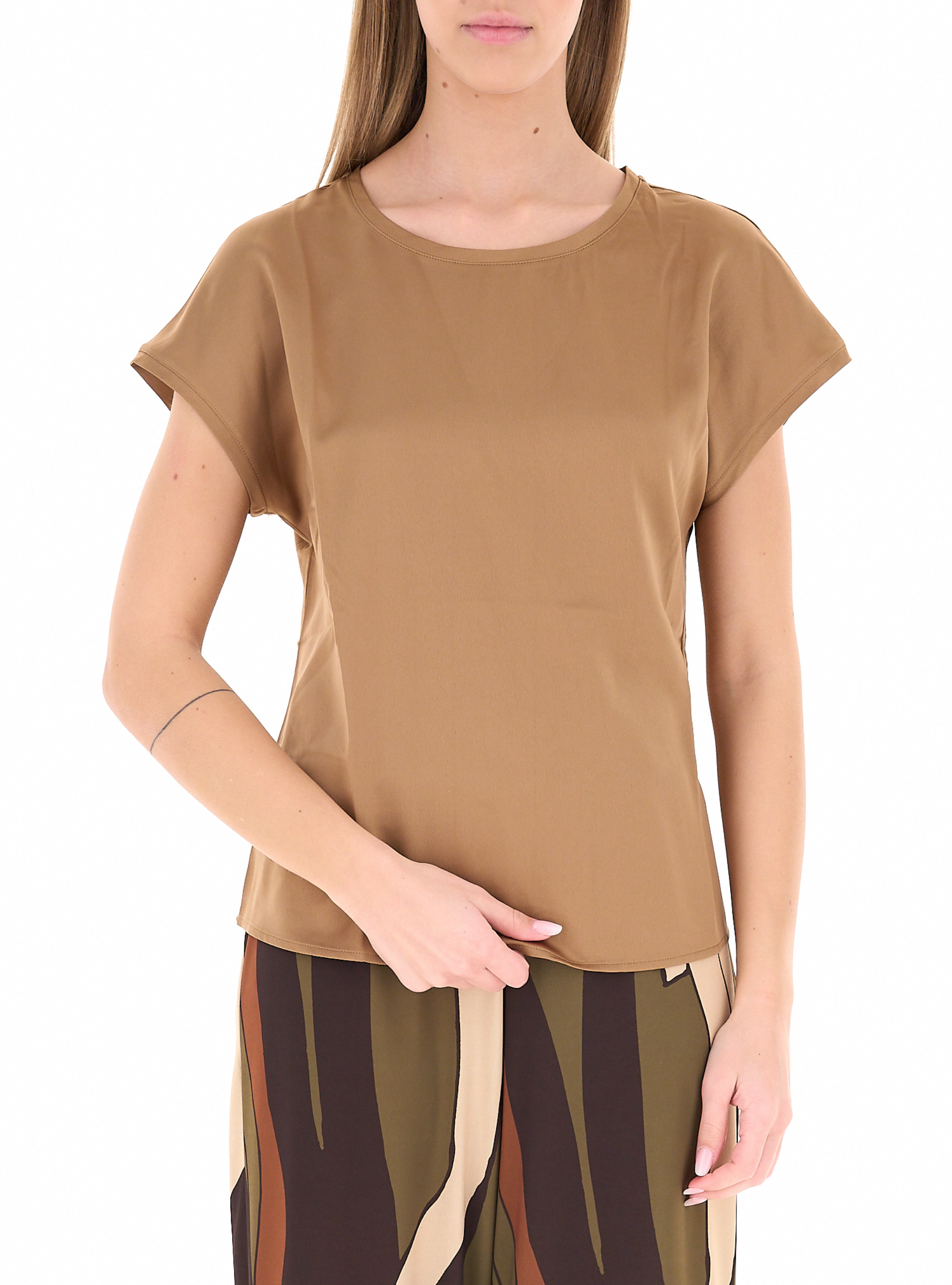 Blusa in satin CAMMELLO
