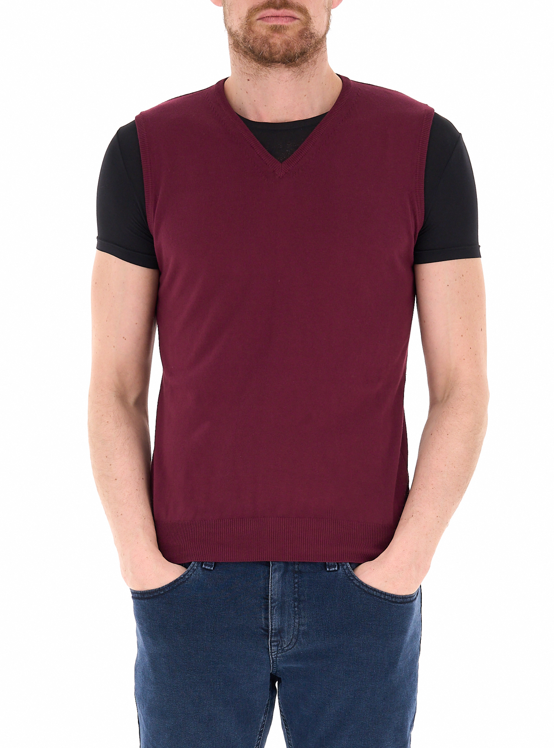 PREMODE Gilet in cotone BORDEAUX
