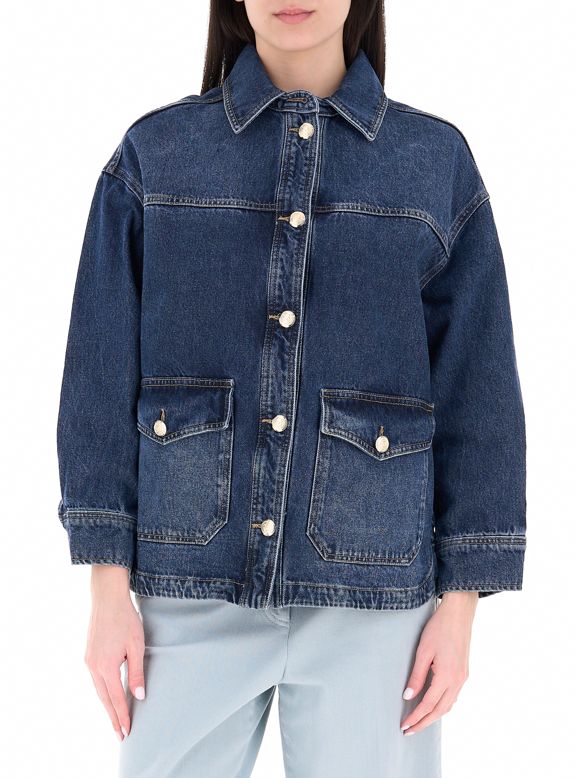 Overshirt in cotone BLU SCURO
