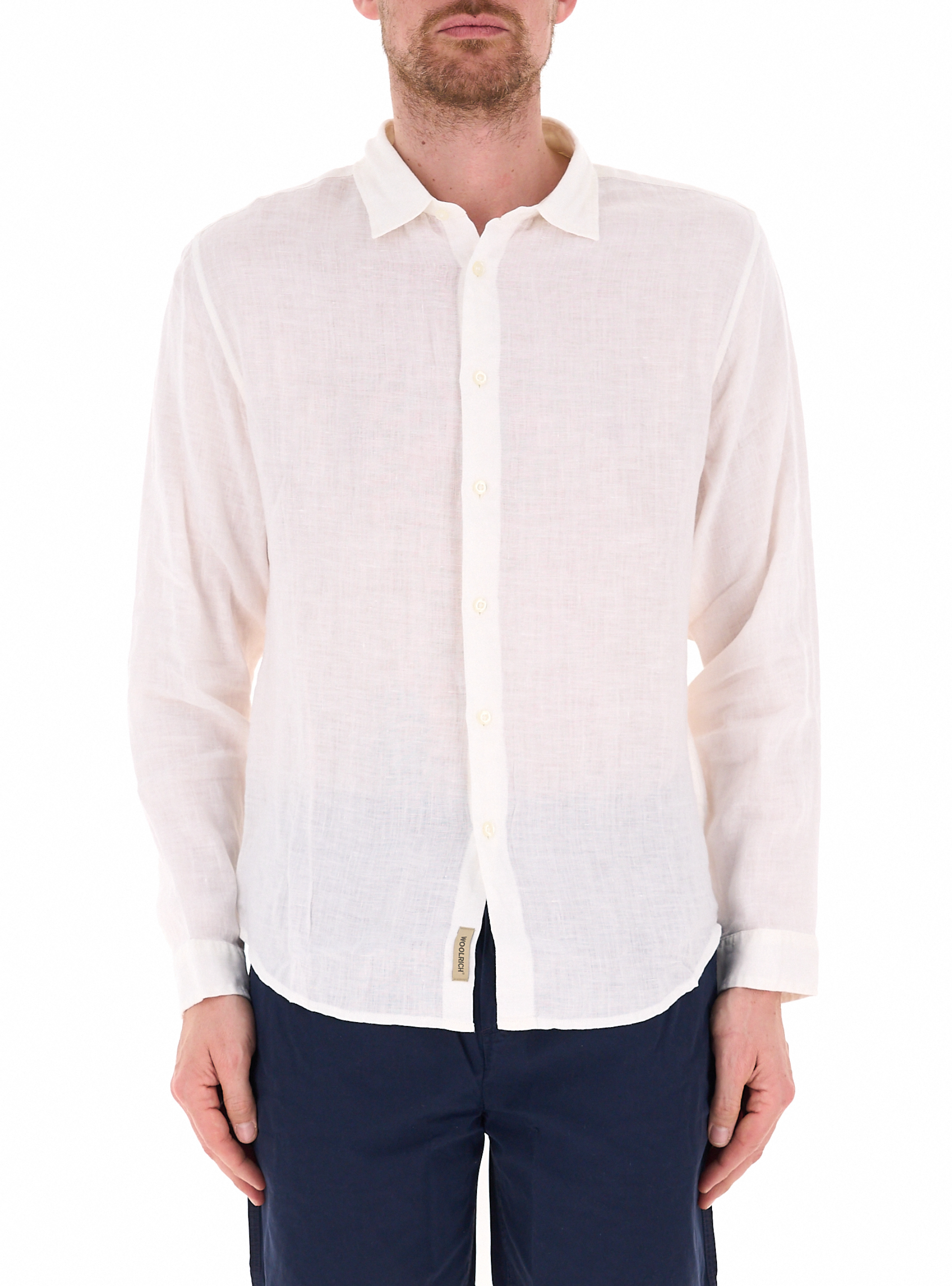 WOOLRICH Camicia in lino PANNA