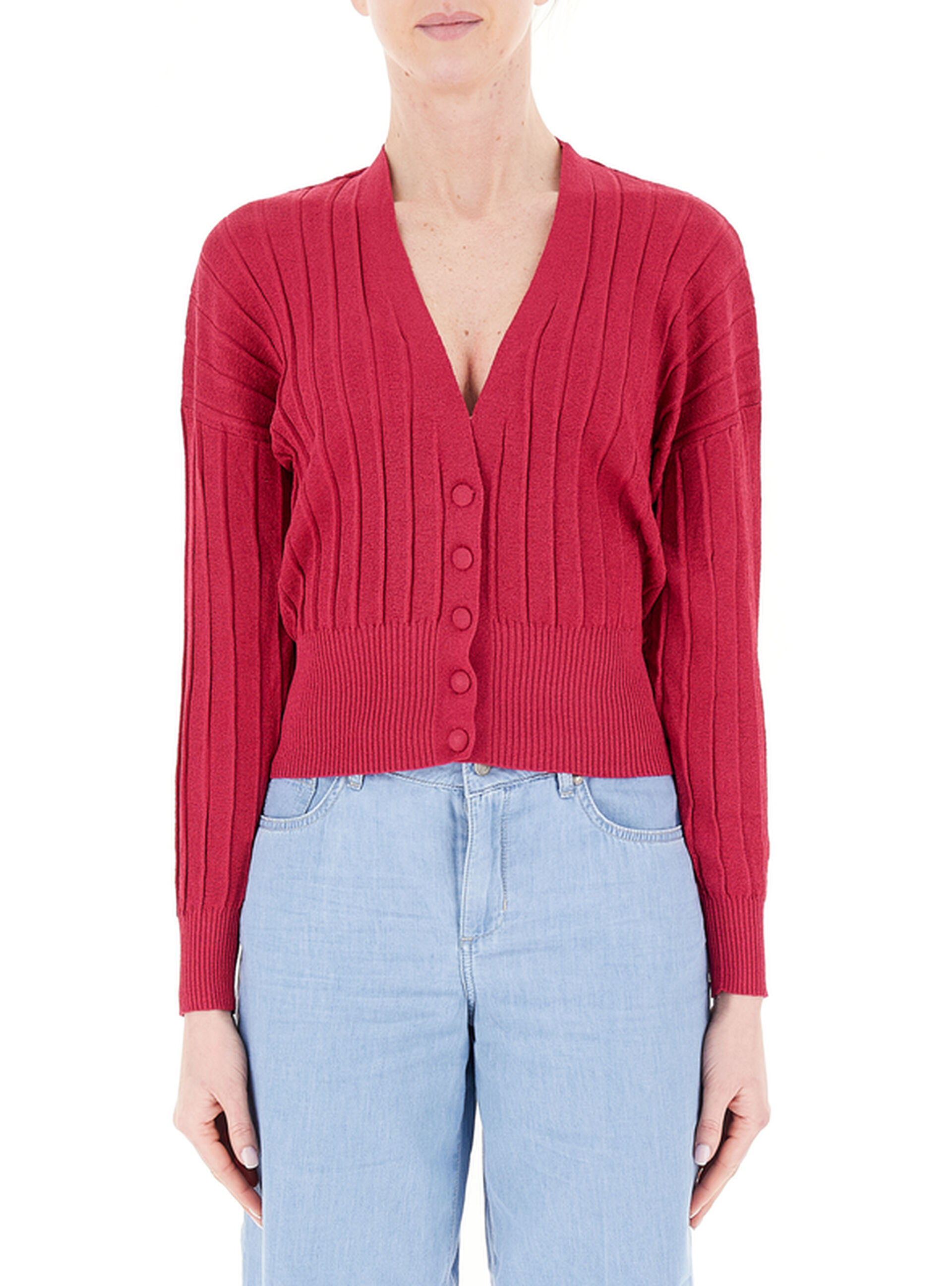 Cardigan scollo V LIU JEANS CILIEGIA