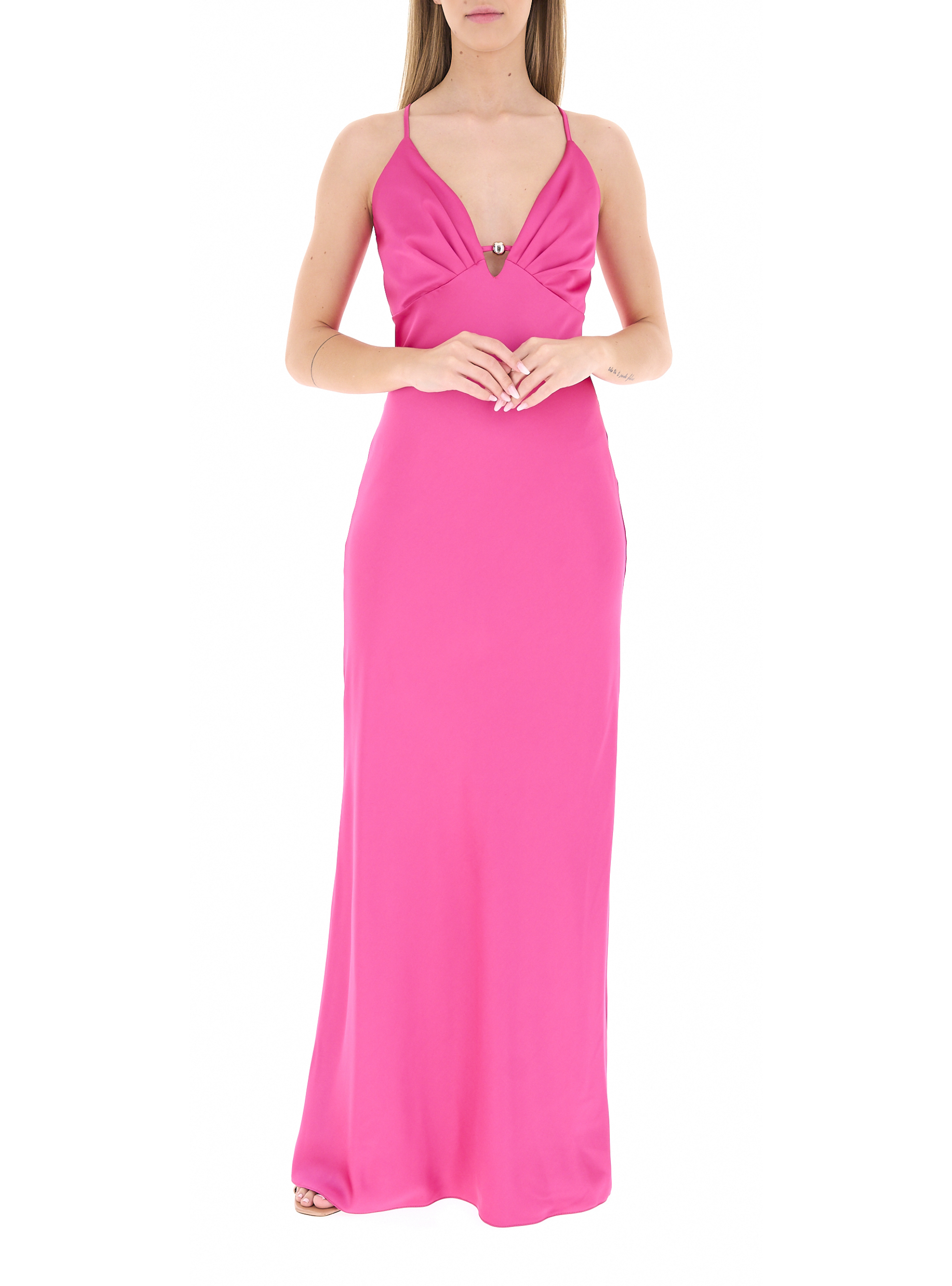 Abito scollo a V FUCSIA