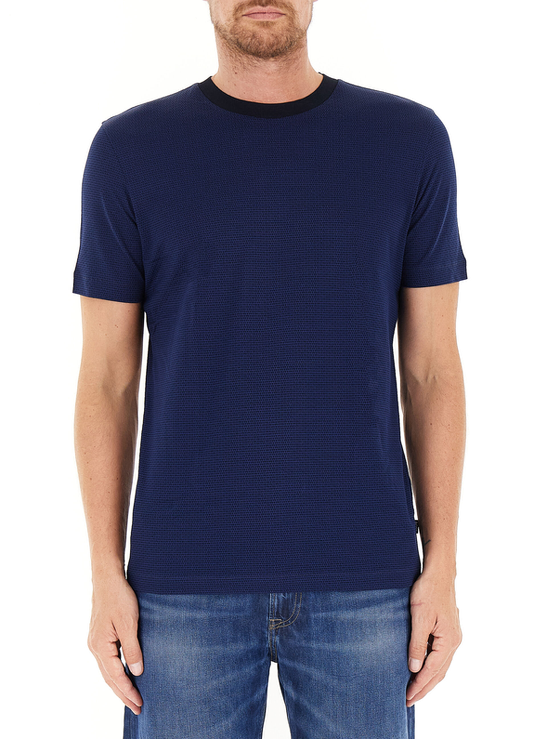 T-shirt lavorata BOSS BLU SCURO S