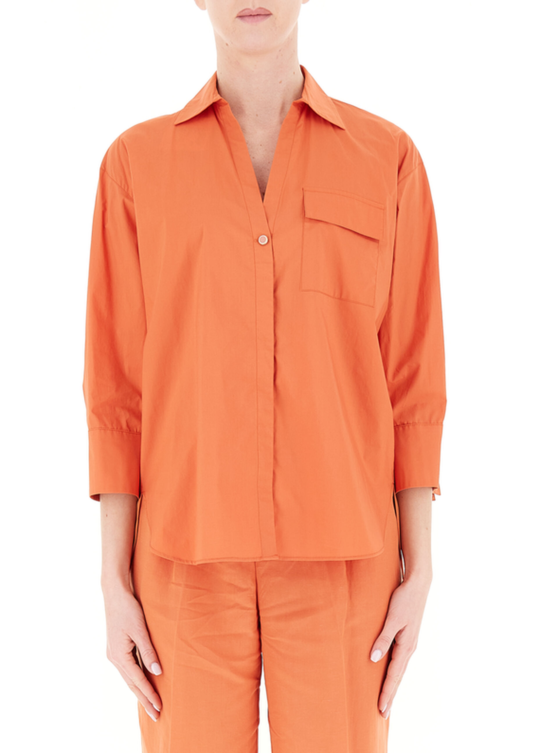 Camicia in cotone LIU JEANS ARANCIONE