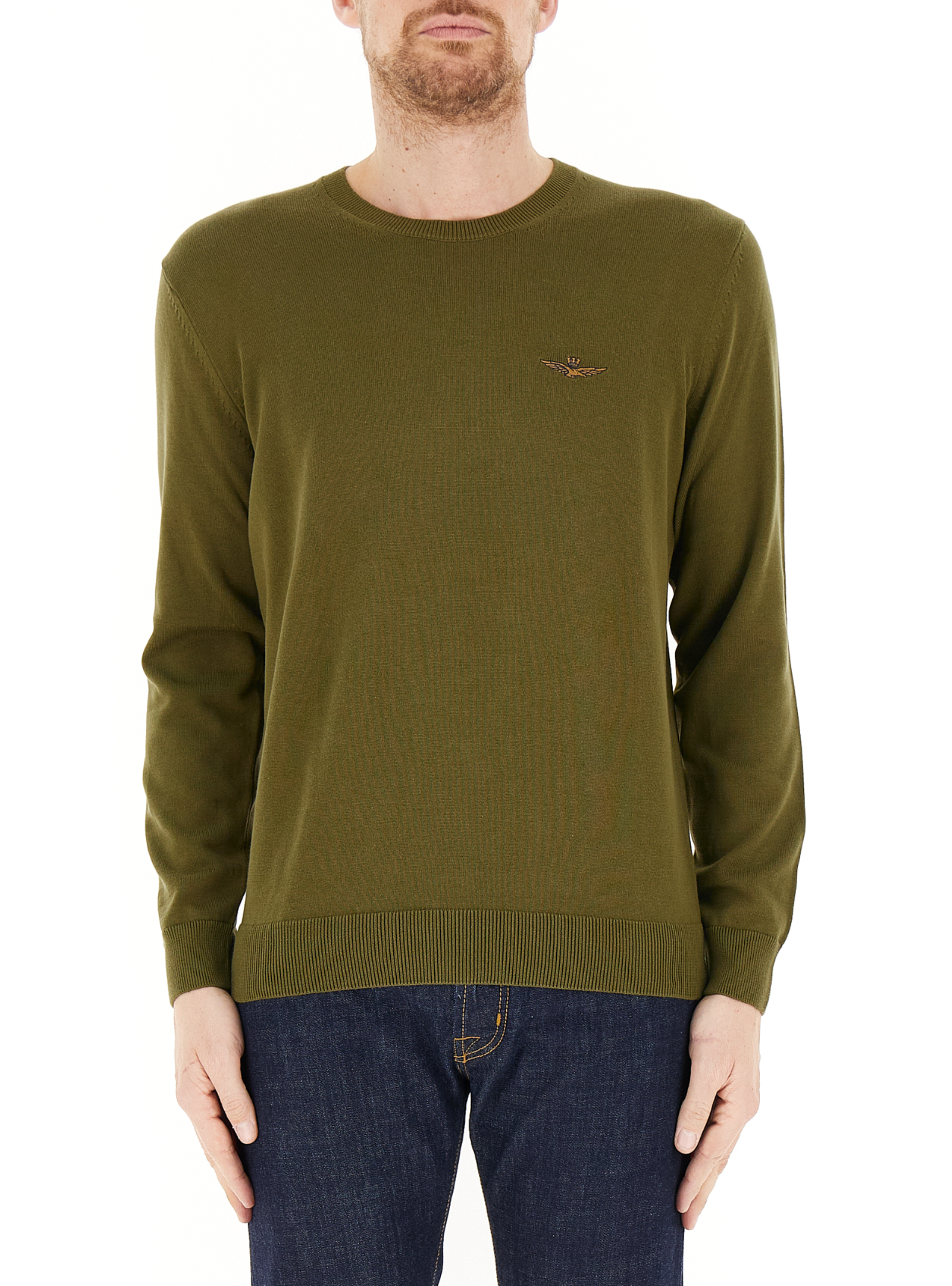 Maglione in cotone VERDE OLIVA XXL