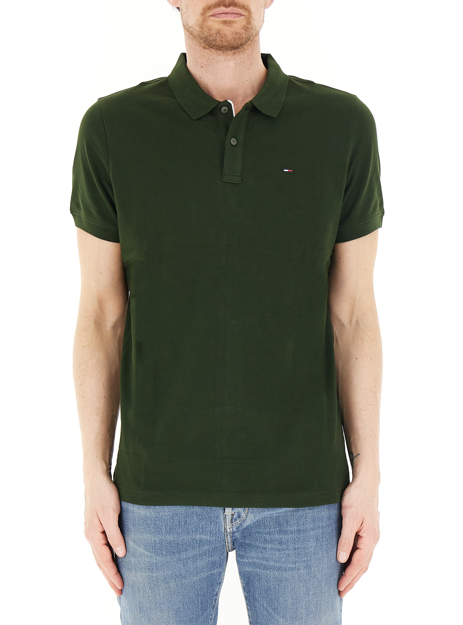 Polo in cotone VERDE BOTTIGLIA S