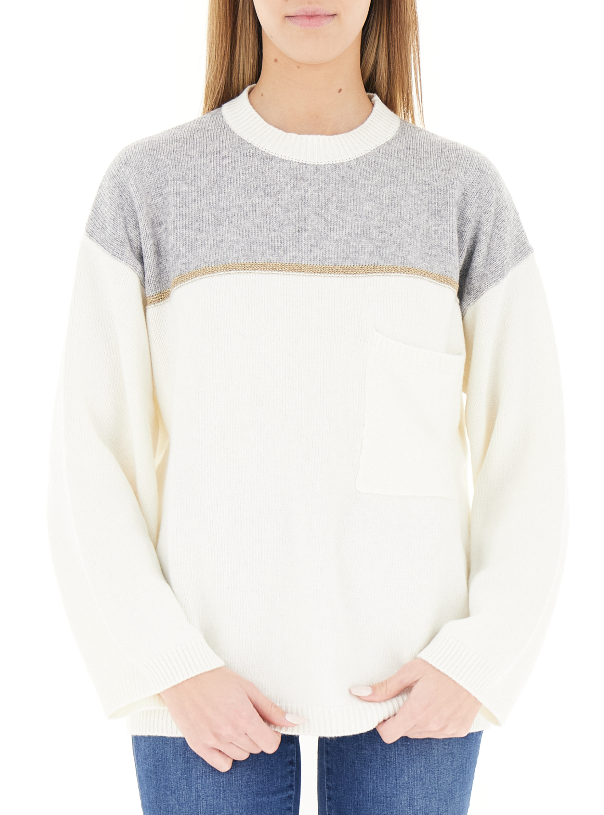 Maglione misto cashmere BIANCO UNI
