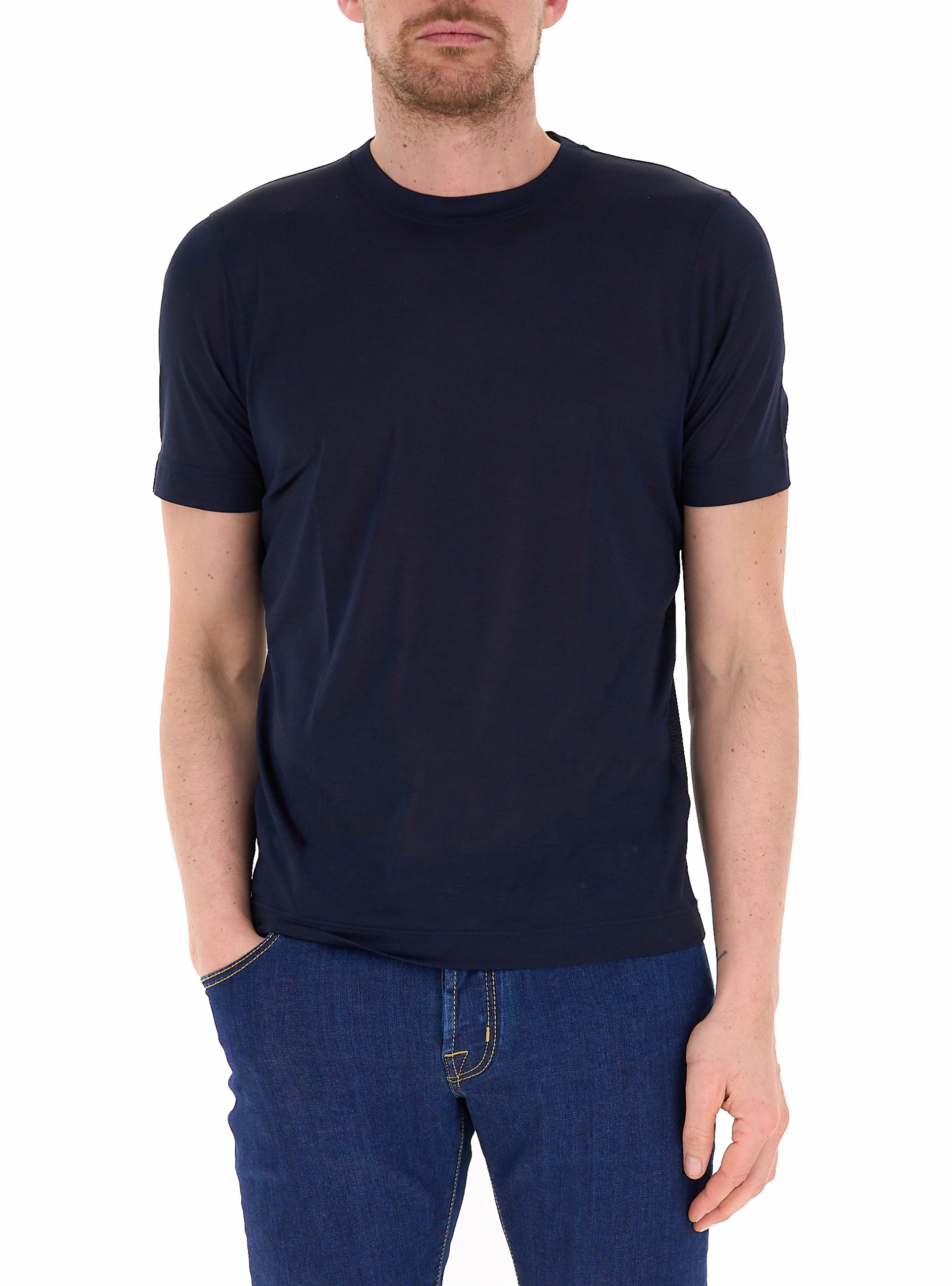 T-shirt in seta BLU NAVY 56