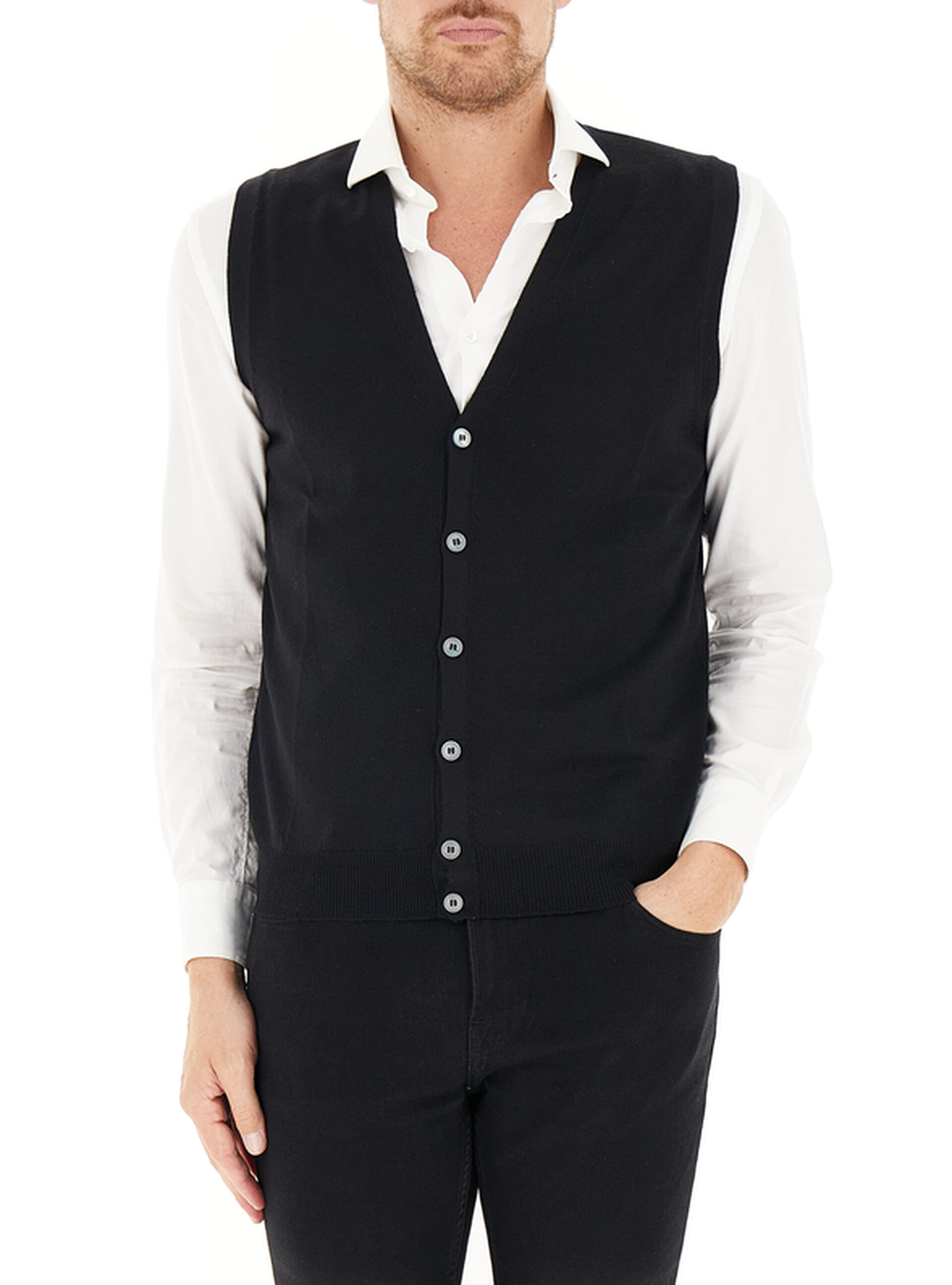 GRAN SASSO Gilet in lana NERO