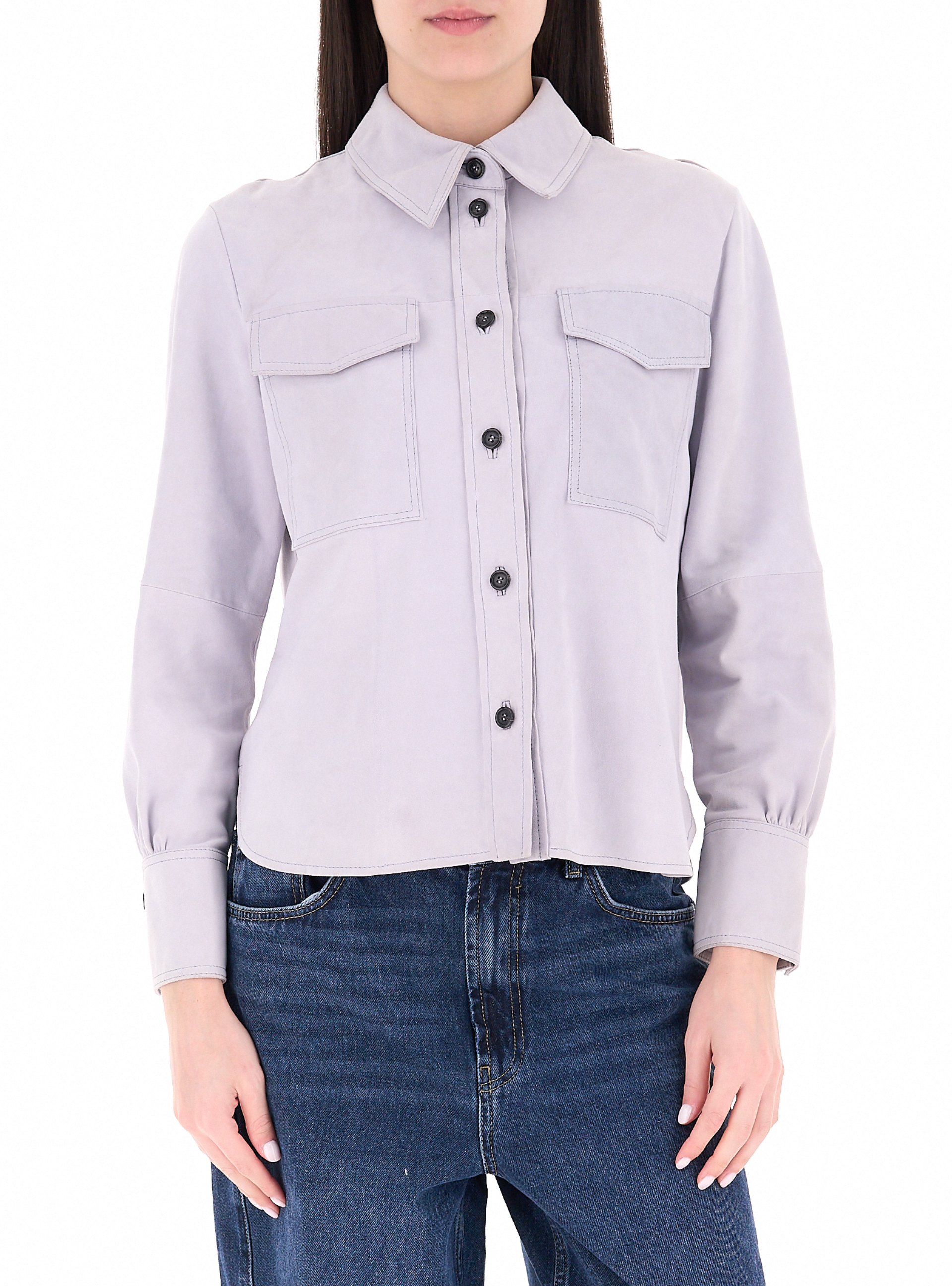 Overshirt in pelle GRIGIO CHIARO 44
