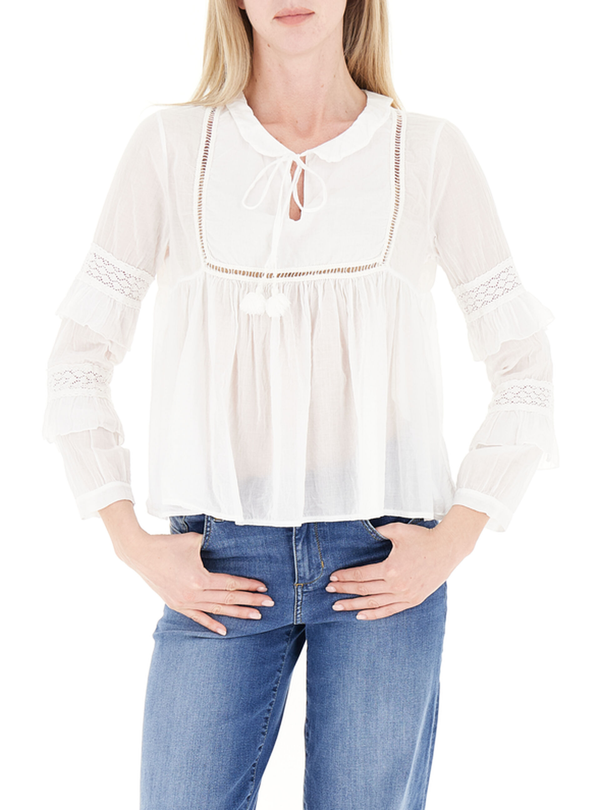 Dixie Blusa con volants BIANCO