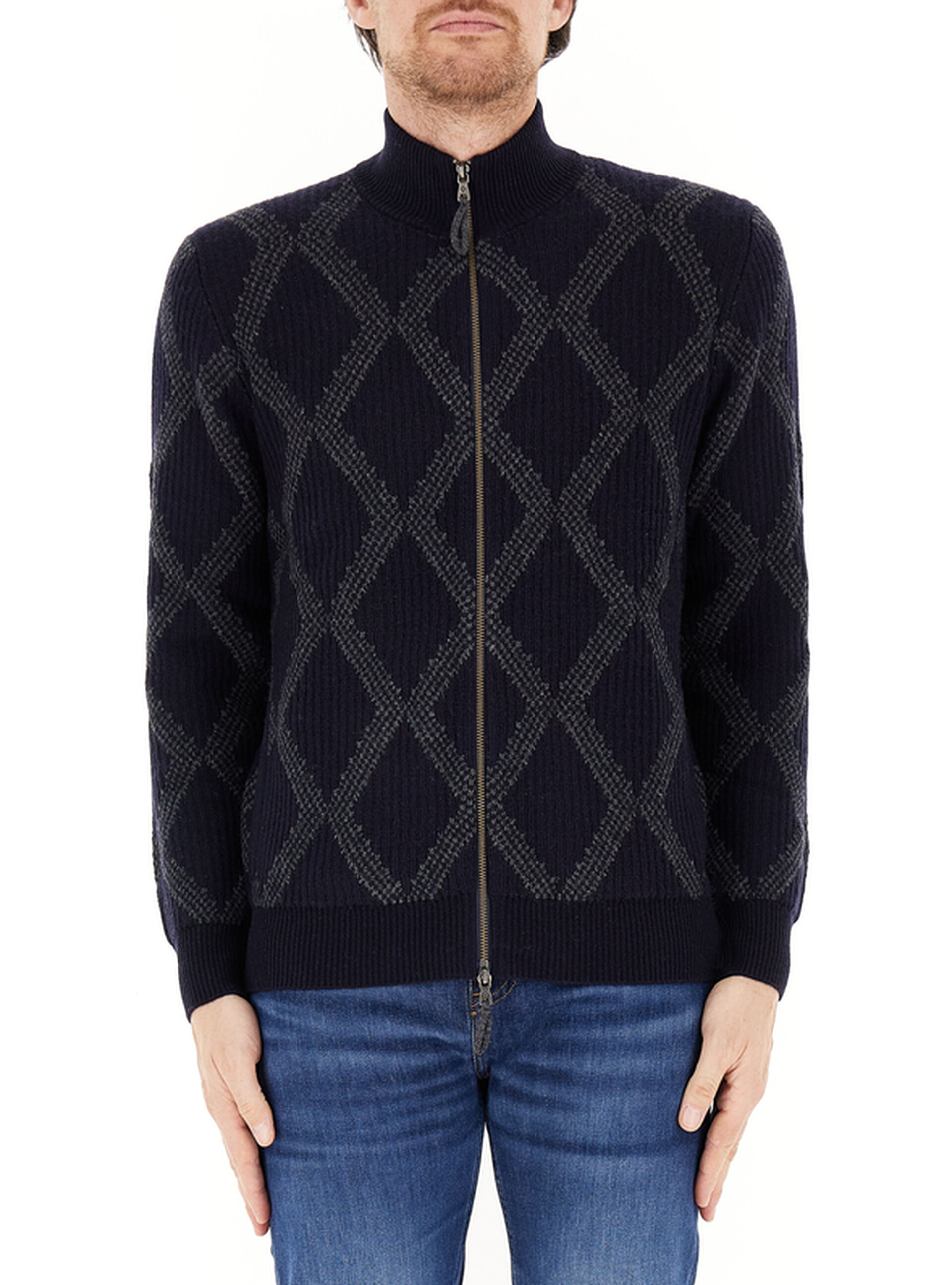 Cardigan con zip BLU SCURO 52
