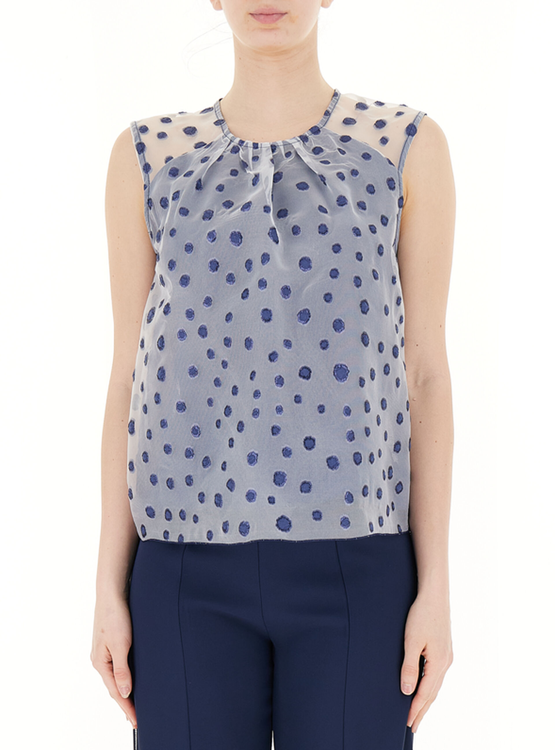 RINASCIMENTO Top in organza BLU S
