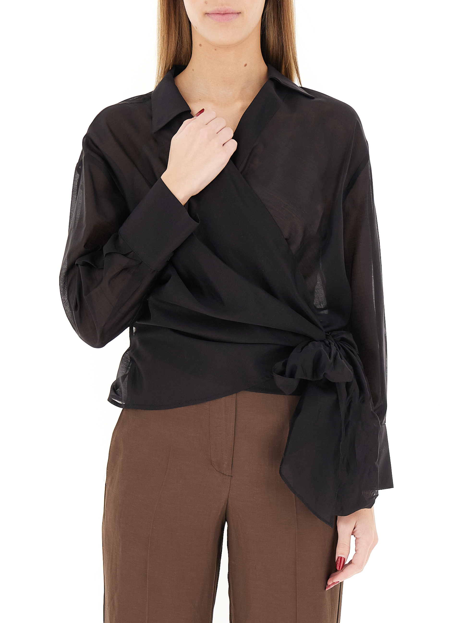 VICOLO Blusa con fiocco NERO