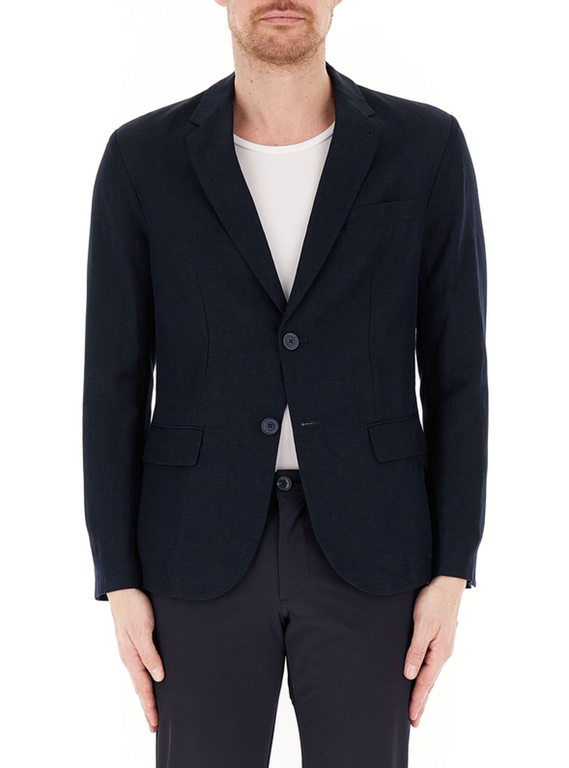 Giacca misto lino BLU NOTTE
