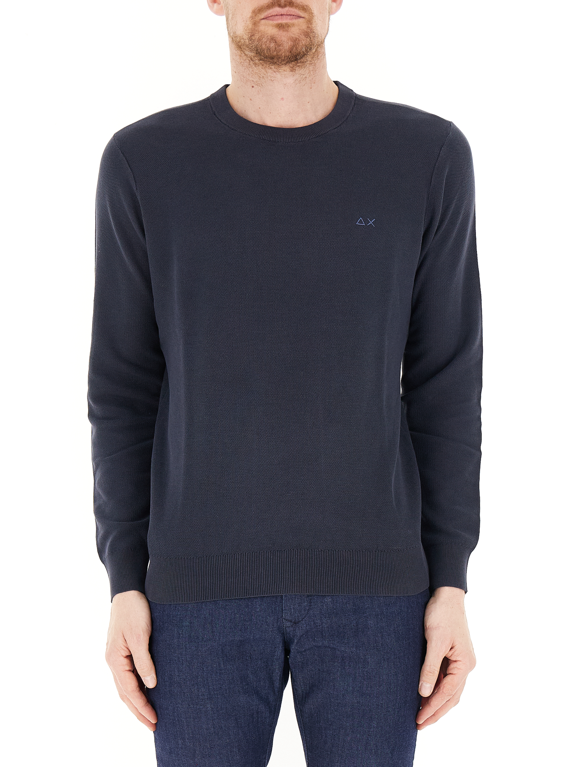SUN68 Maglione in cotone BLU NOTTE