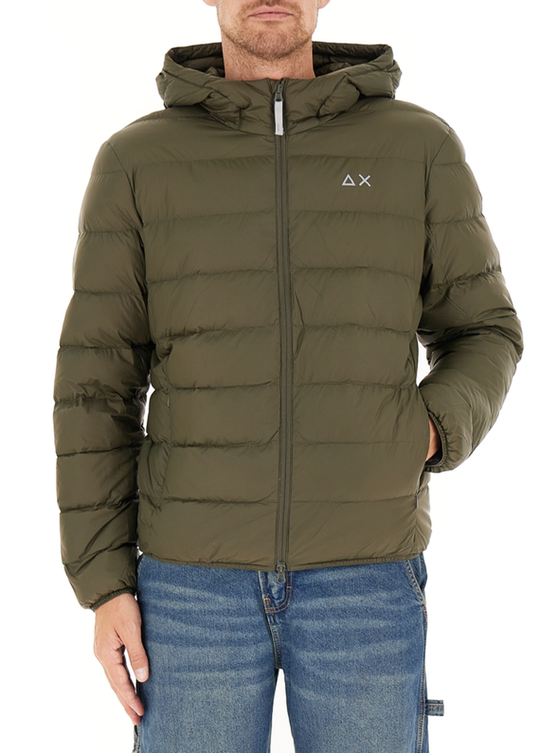 Piumino con cappuccio VERDE OLIVA XXL